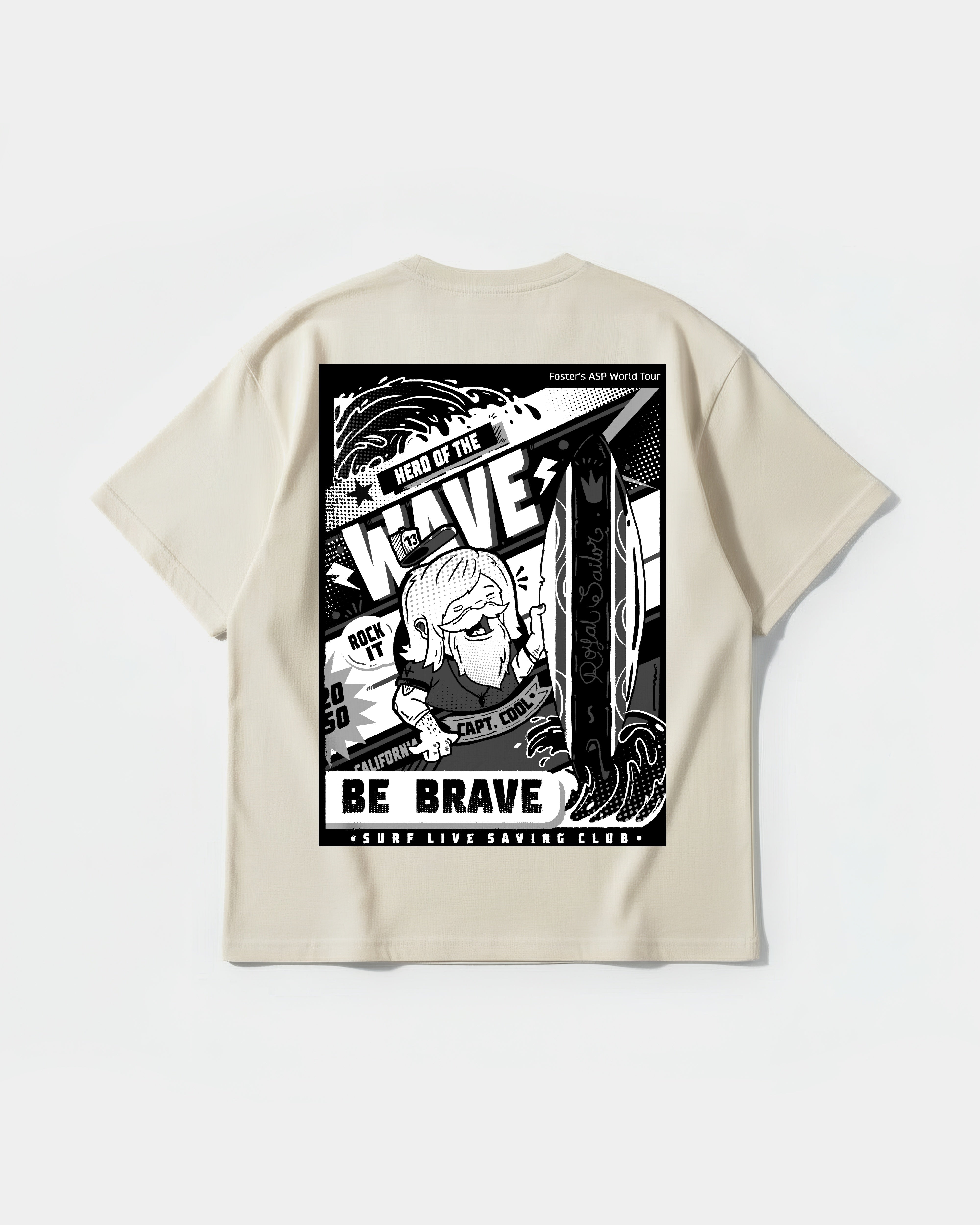 Camiseta Hero Of The Wave Big Back Oversize Basic Beige