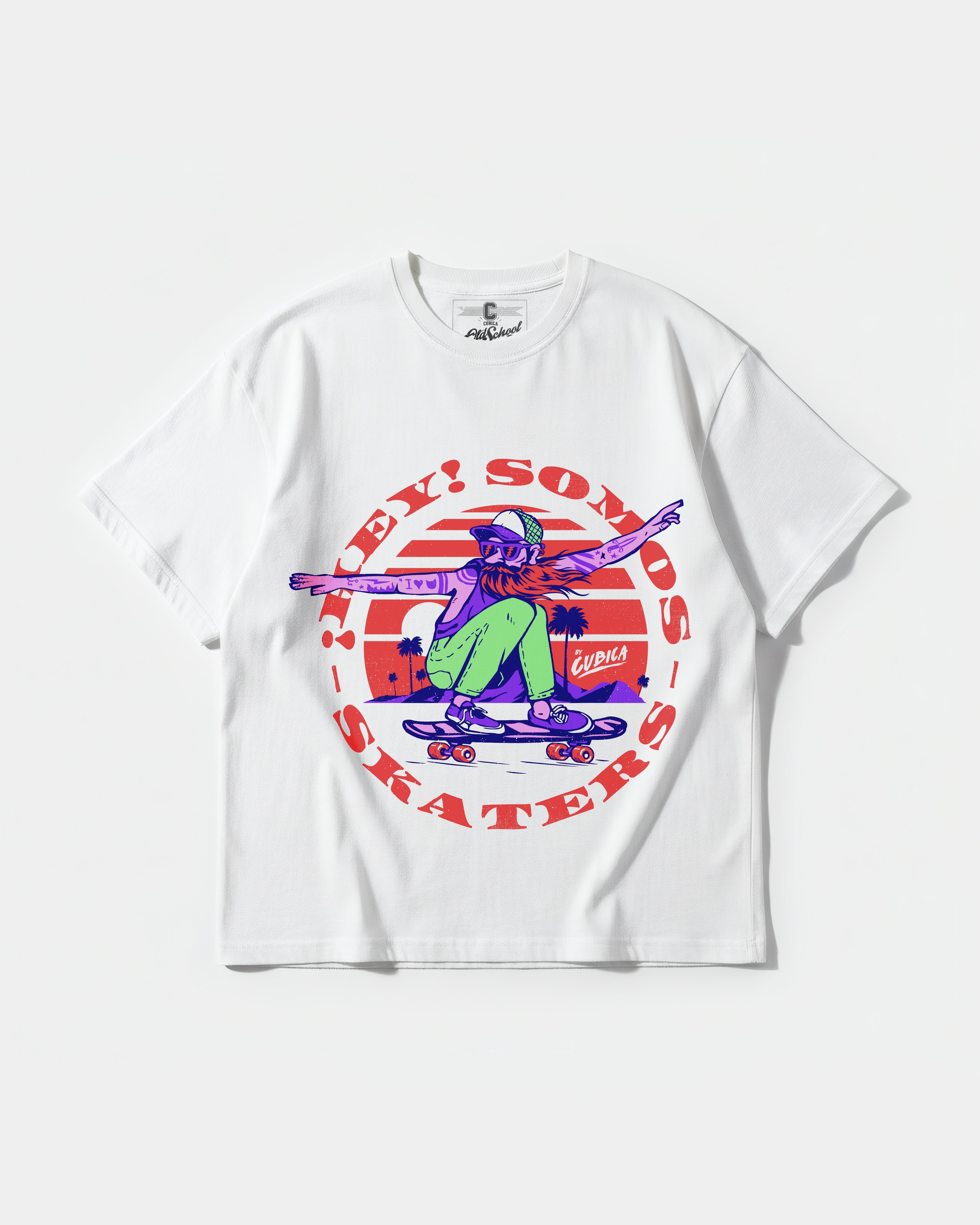 Camiseta Somos Skaters Big Front Oversize Basic Blanco