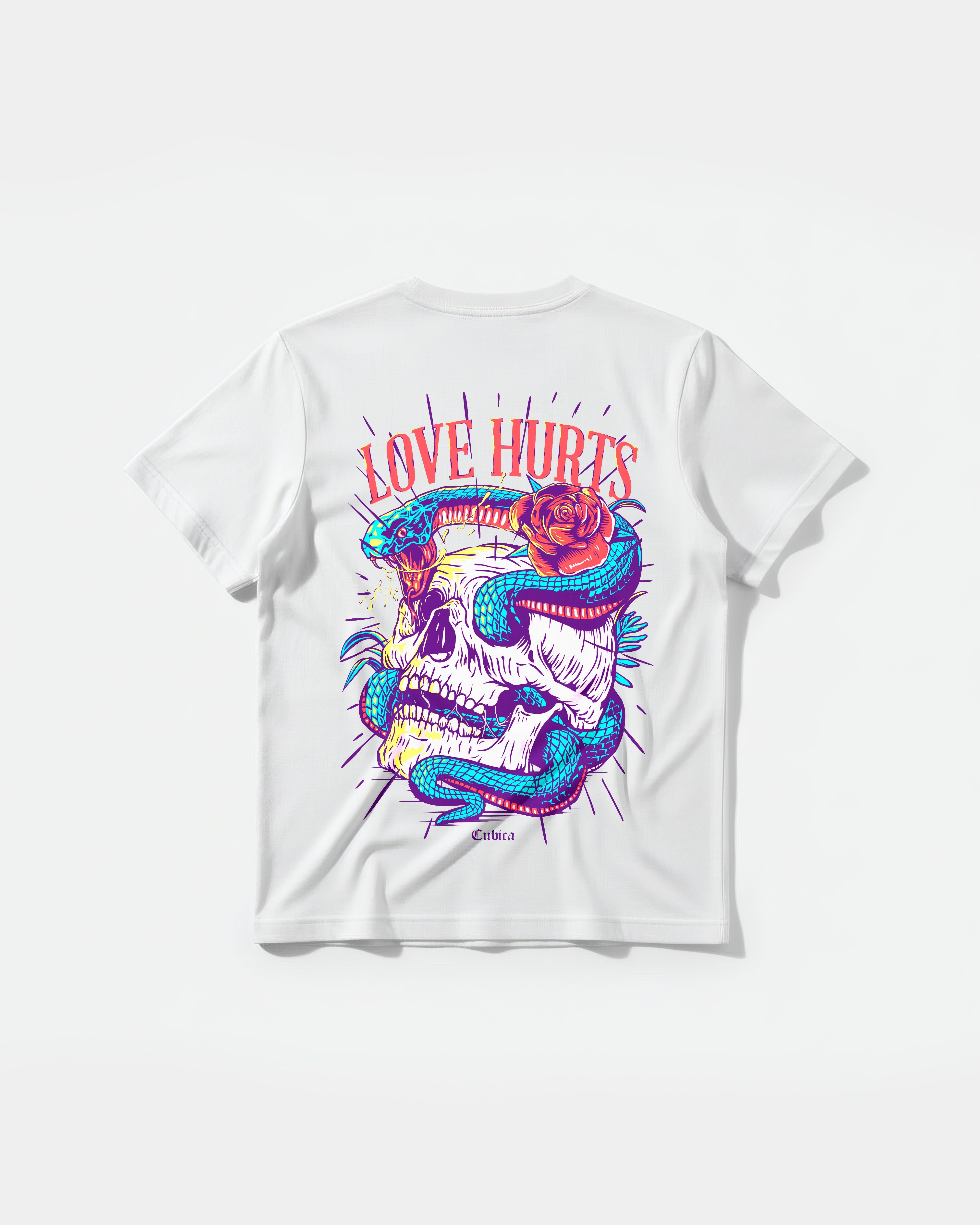 Camiseta Cubica Love Hurts Pocket Regular Blanco