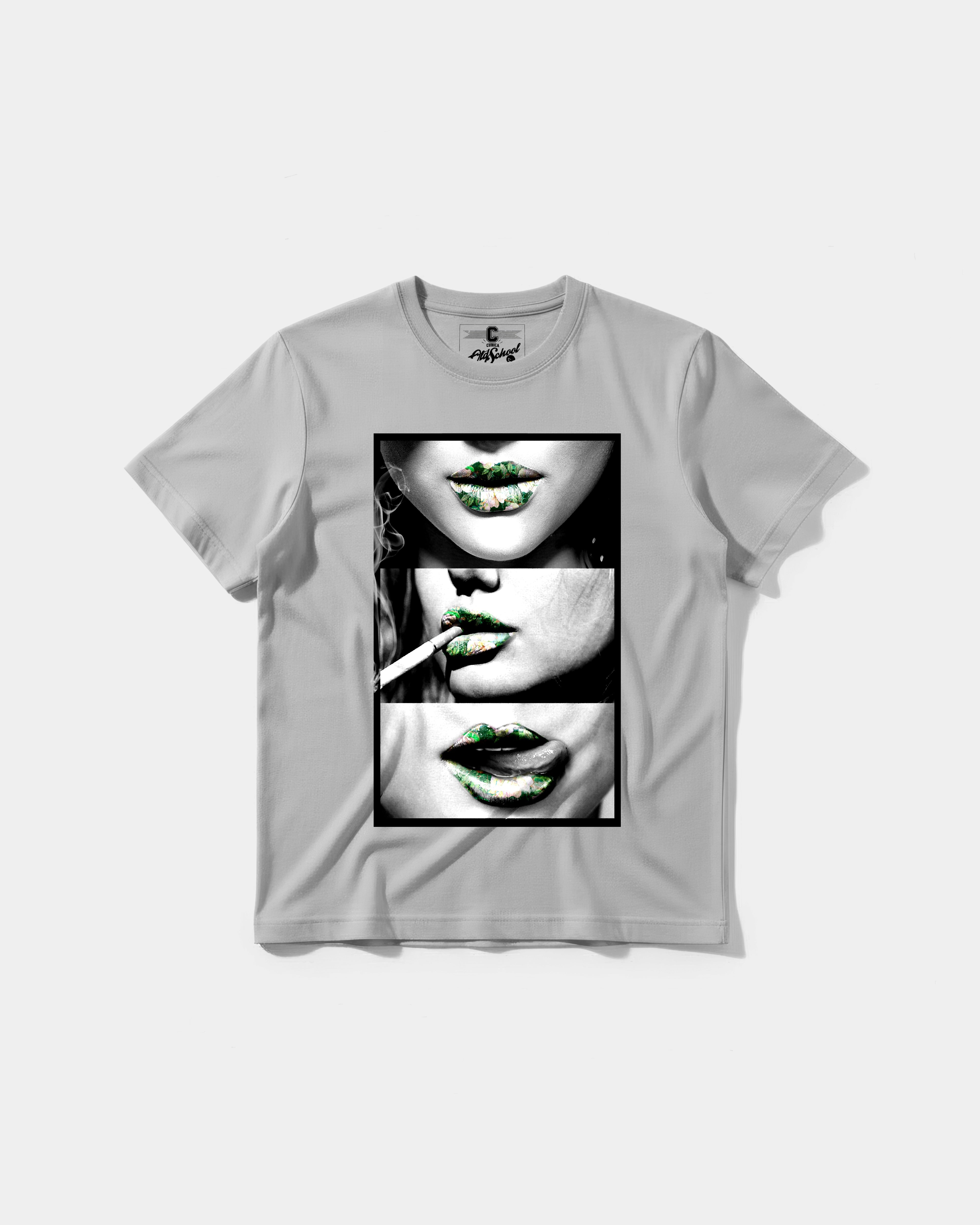 Camiseta Green Kisses Big Front Regular Basic Gris