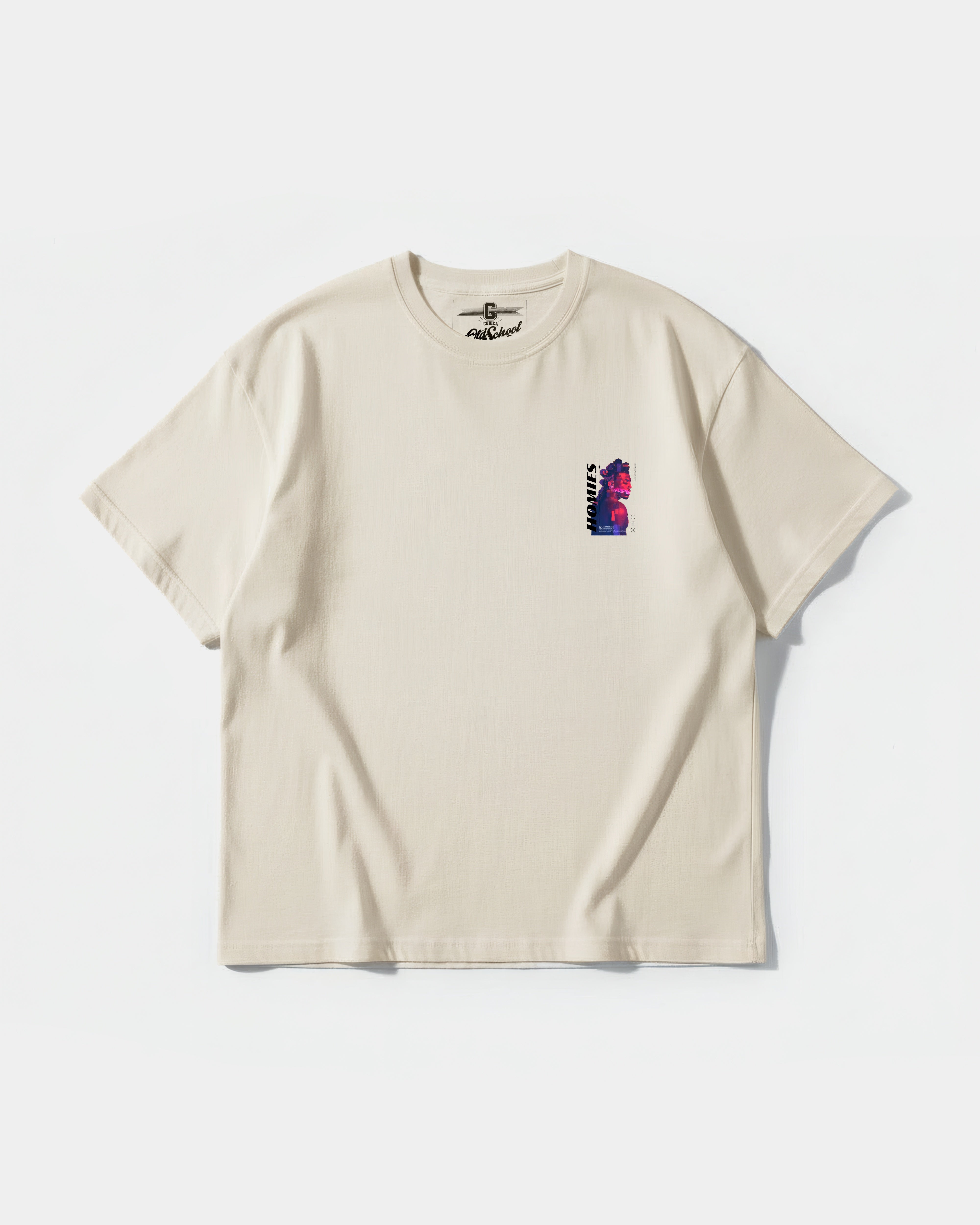 Camiseta Homies White Pocket Front Oversize Basic Beige
