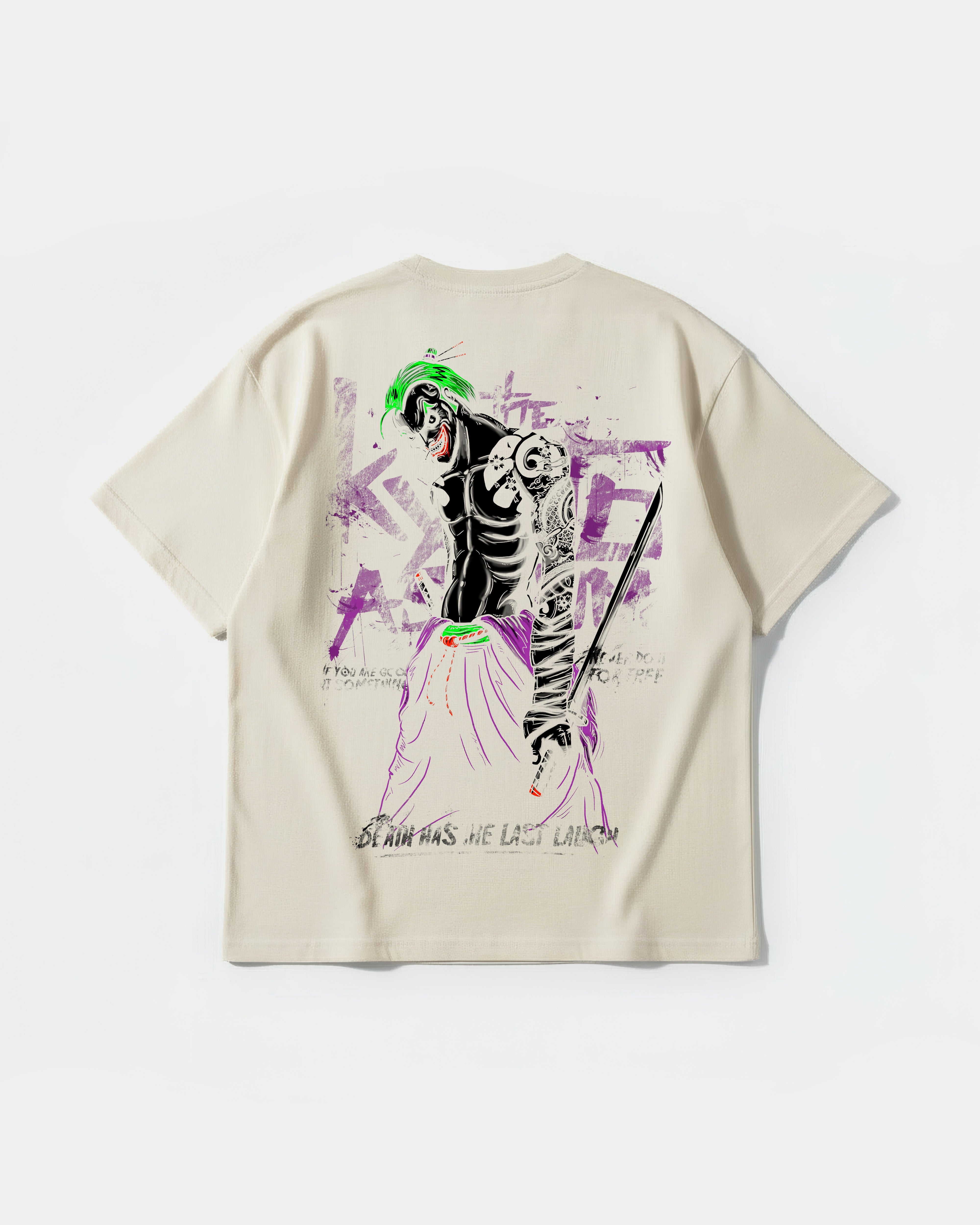 Camiseta Joker Yakuza White Big Back Oversize Basic Beige