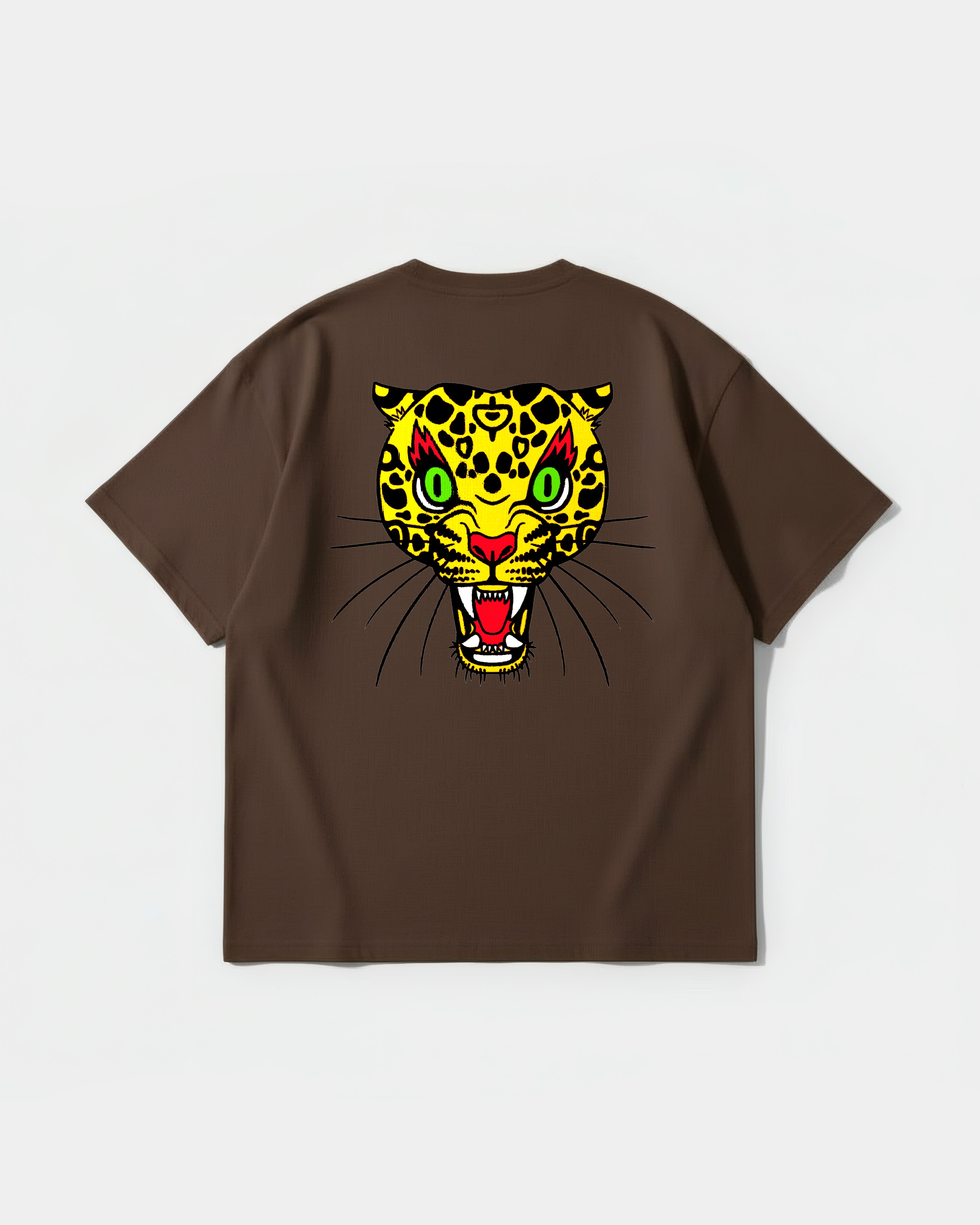 Camiseta Leopard Big Back Oversize Basic Marron