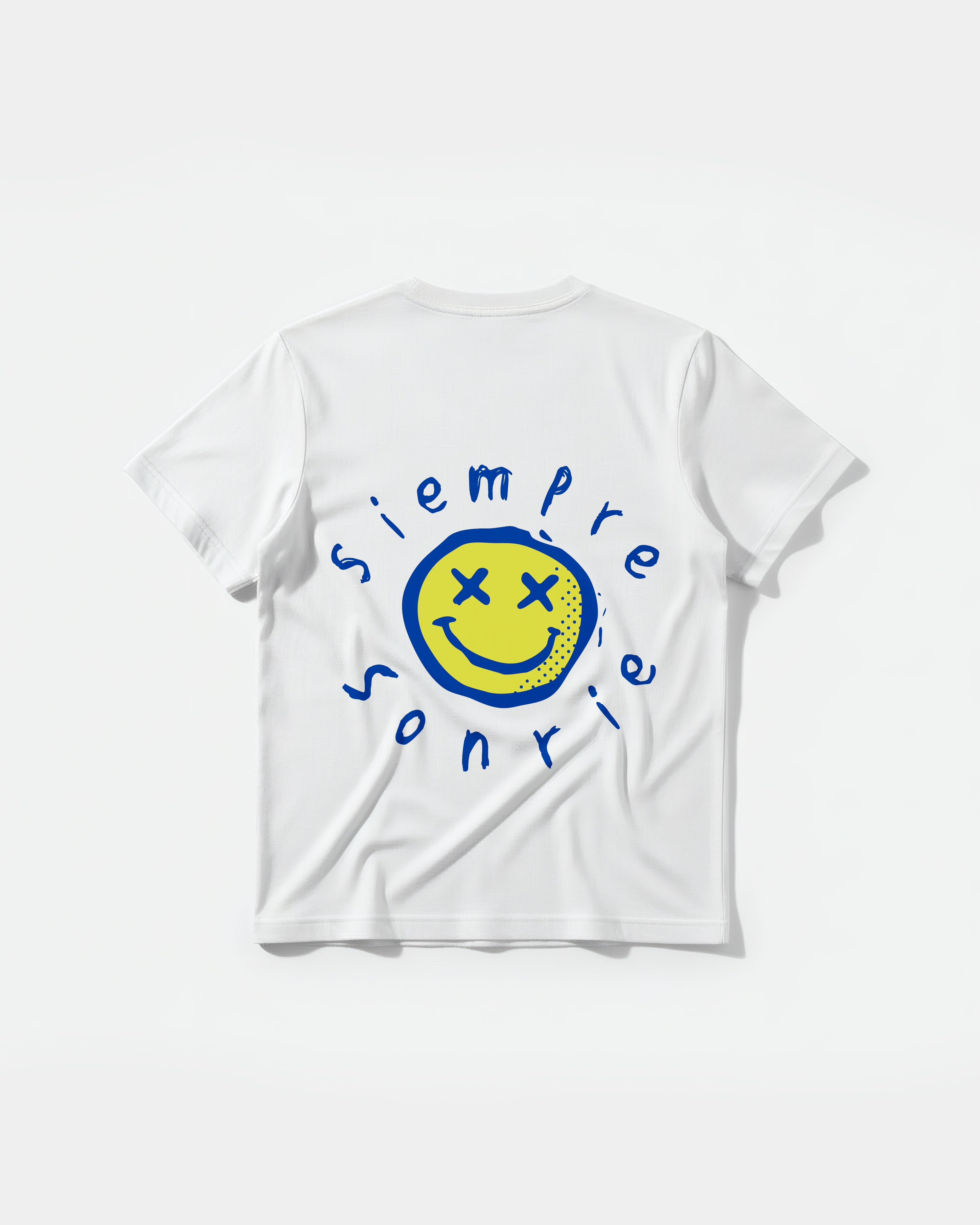Camiseta Siempre Sonrie Pocket Front Regular Basic Blanco