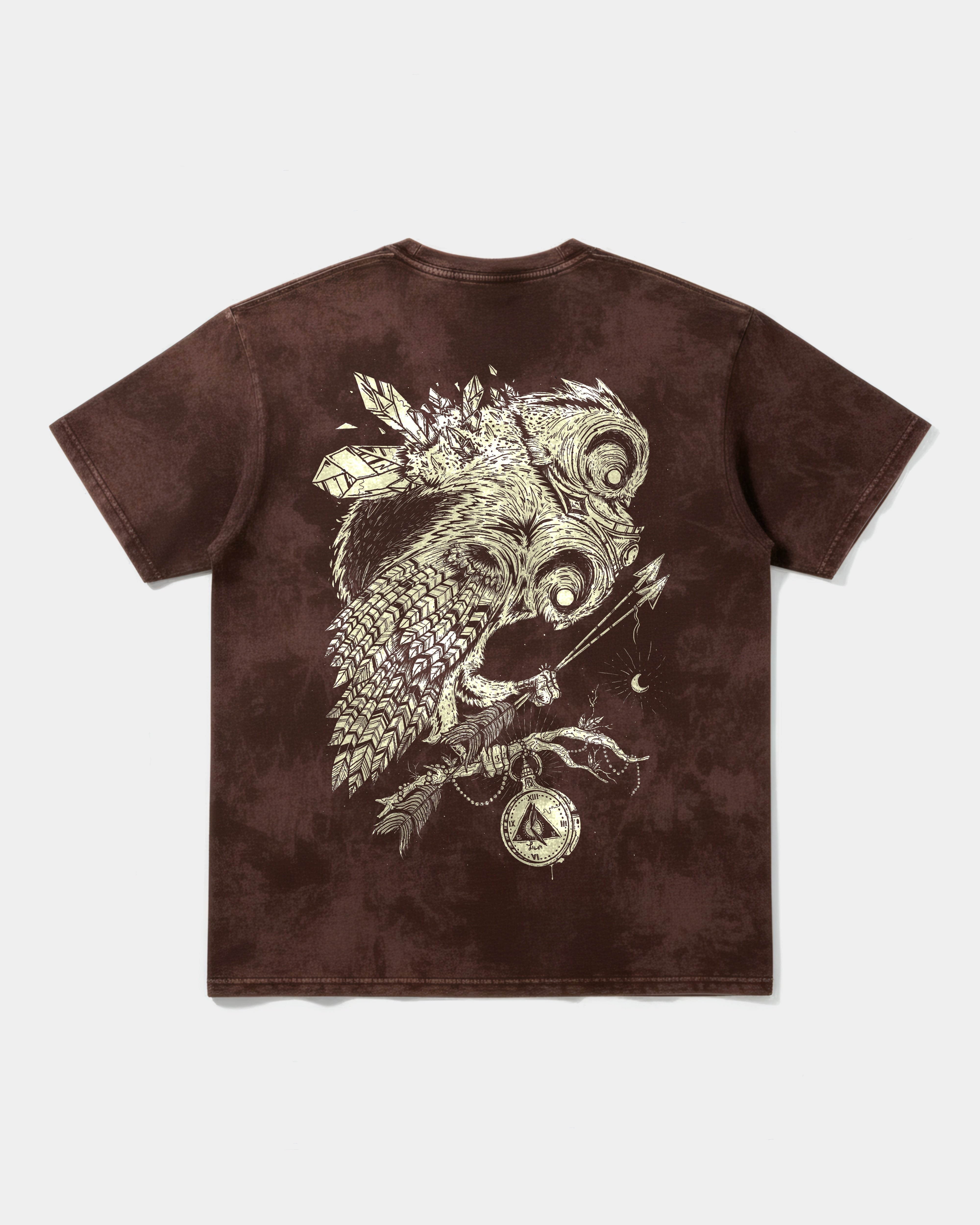 Camiseta Magic Owl Big Back Oversize Acid Marron