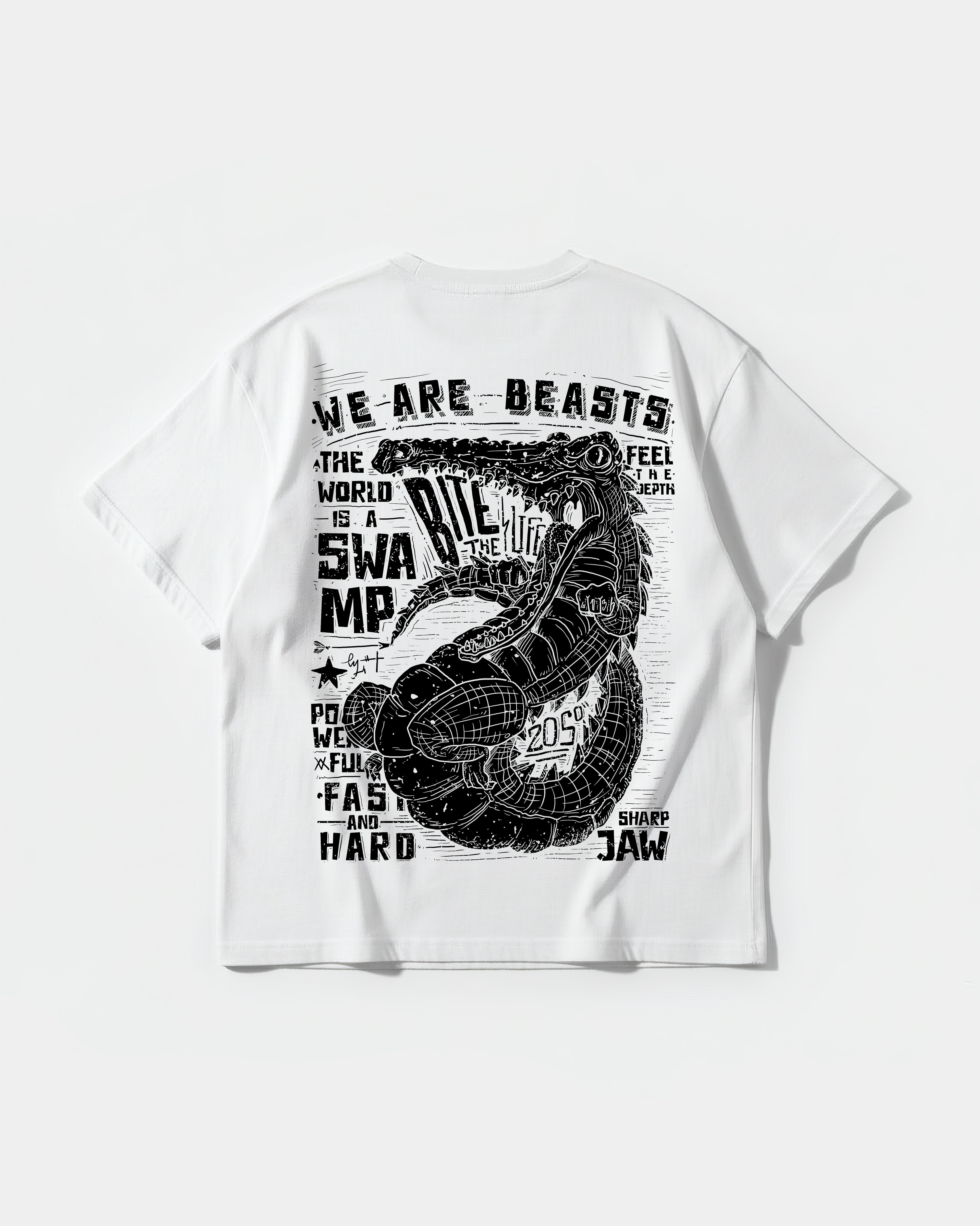 Camiseta We Are Beasts White Big Back Oversize Basic Blanco