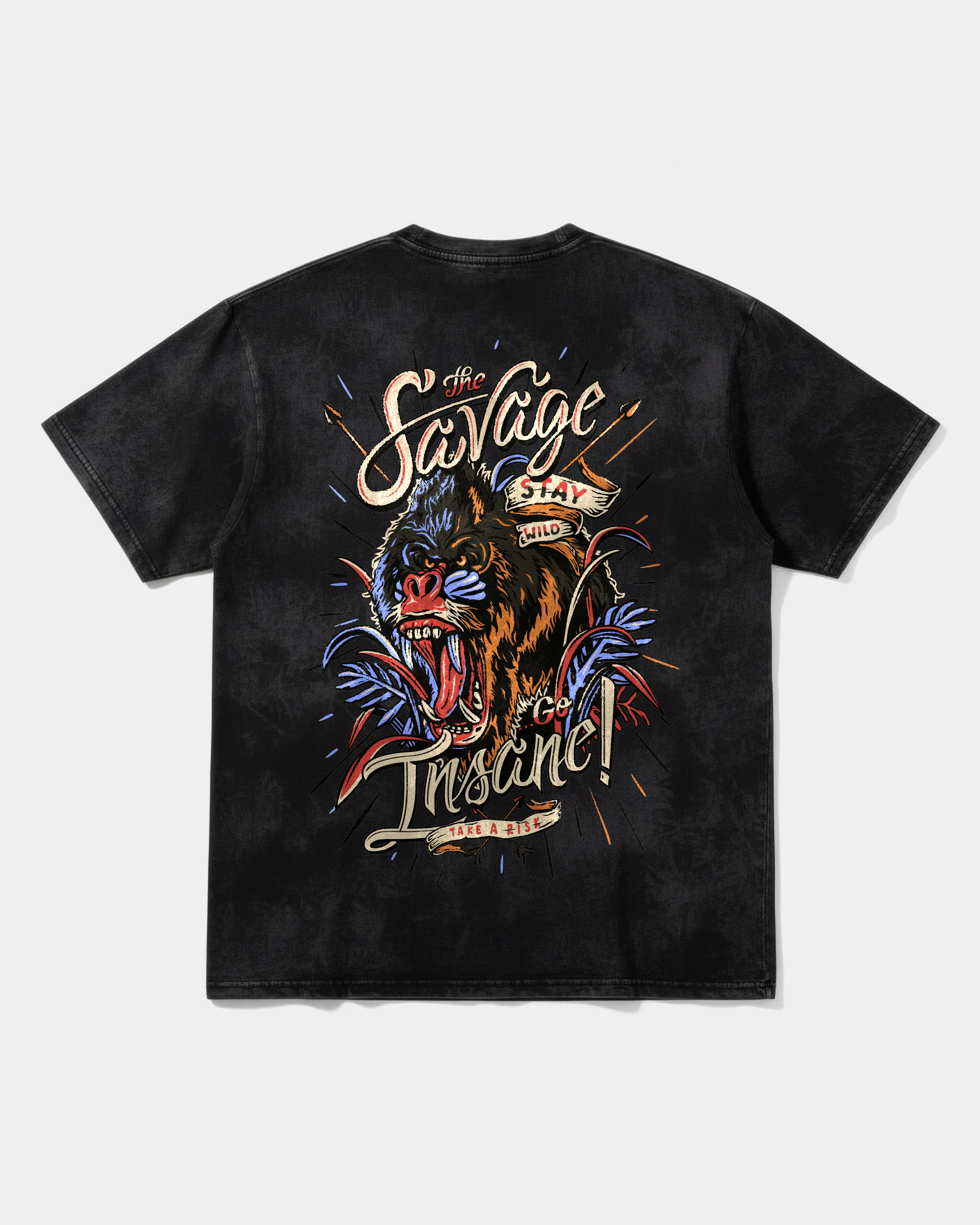 Camiseta The Savage Big Back Oversize Acid Negro