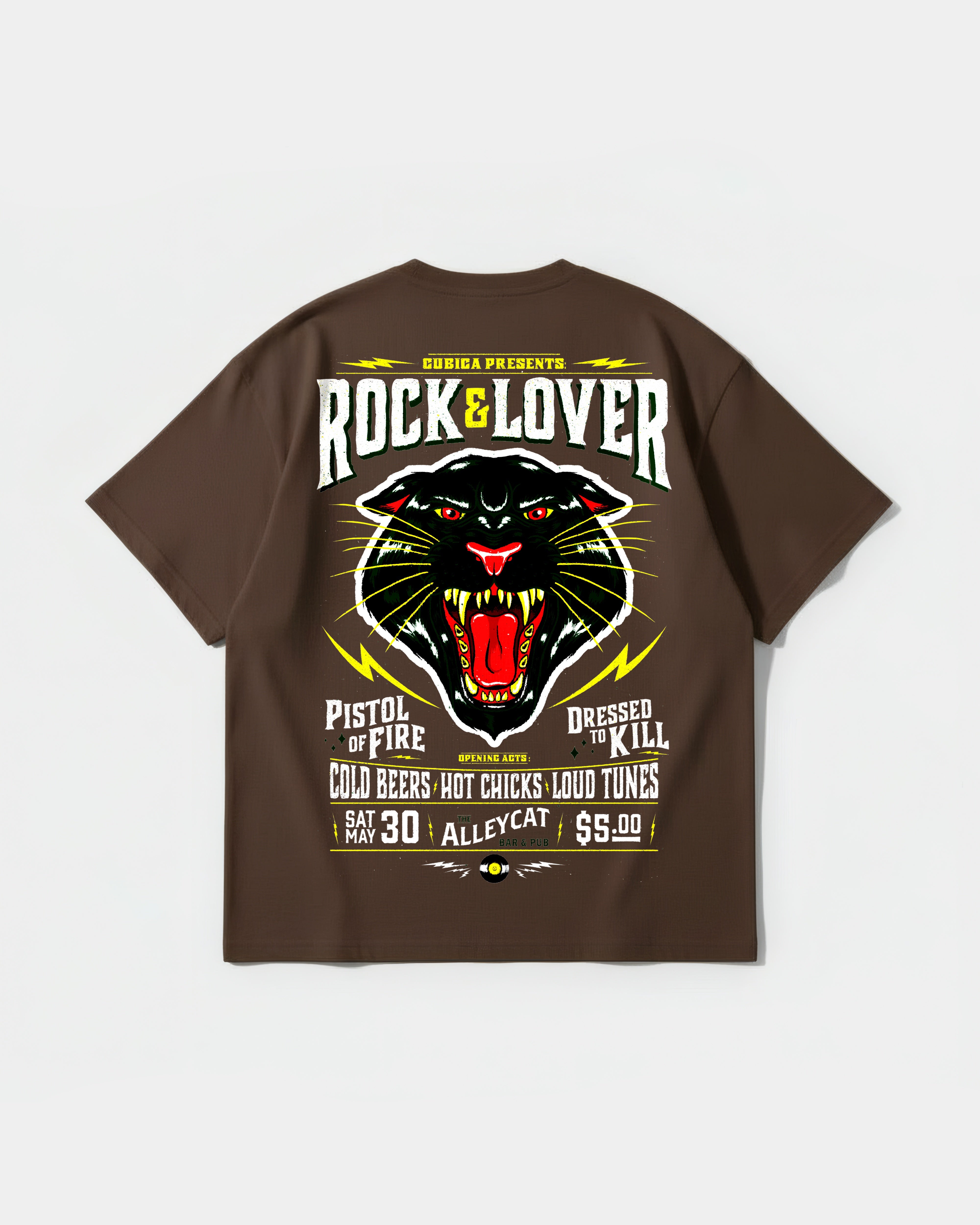 Camiseta Rock And Lover Big Back Oversize Basic Marron