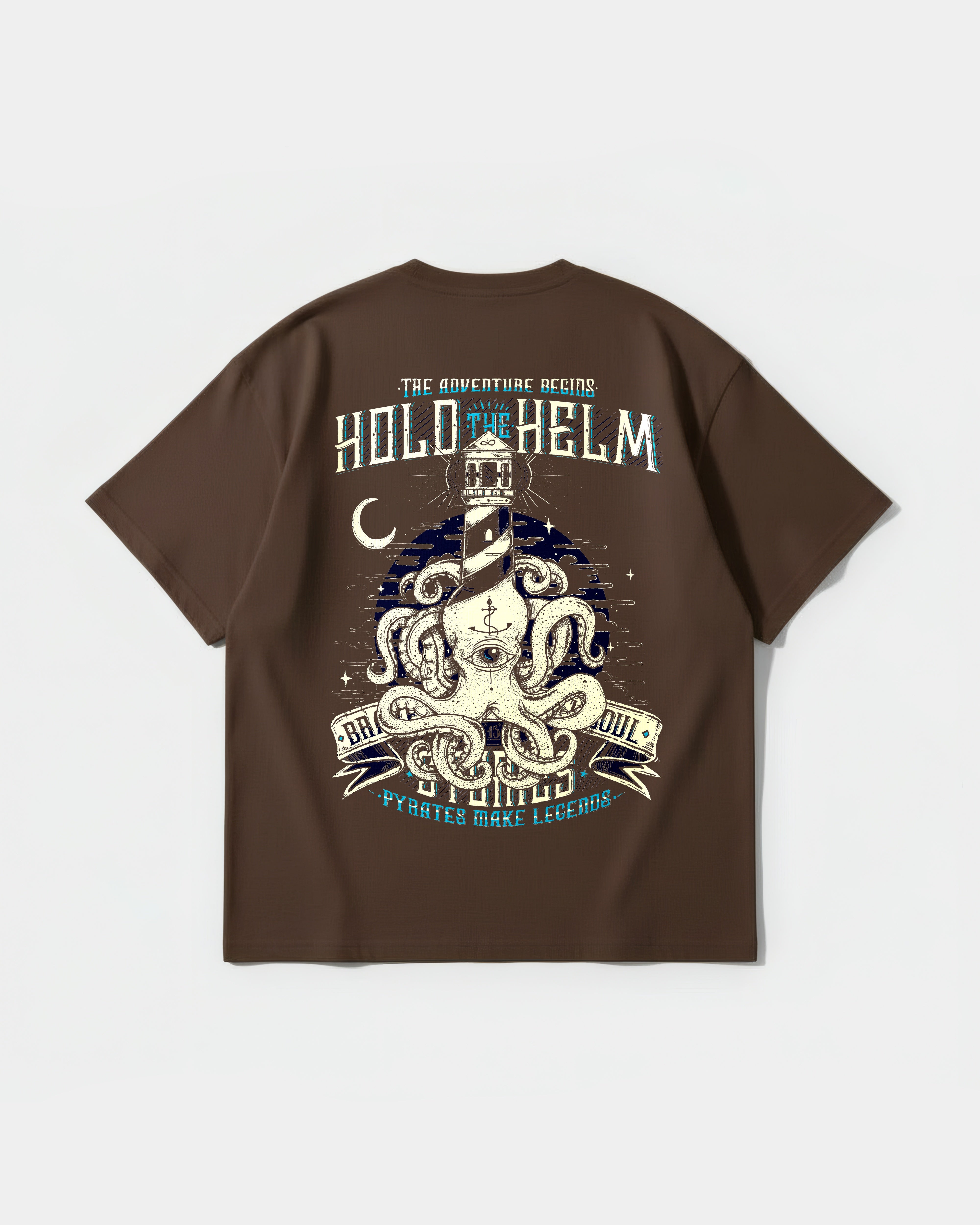 Camiseta Hold The Helm Big Back Oversize Basic Marron