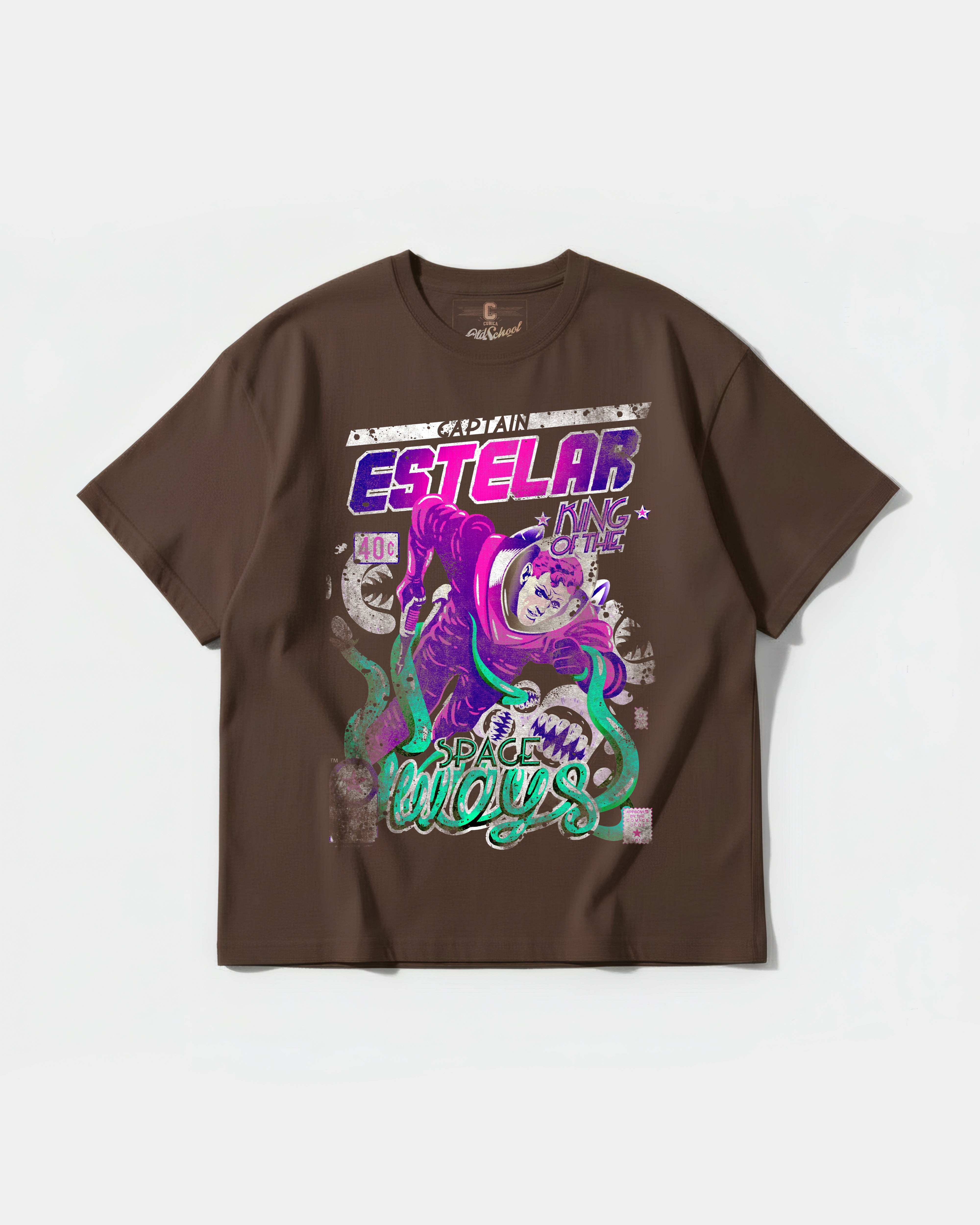 Camiseta Cubica Estelar Big Front Oversize Basic Marron