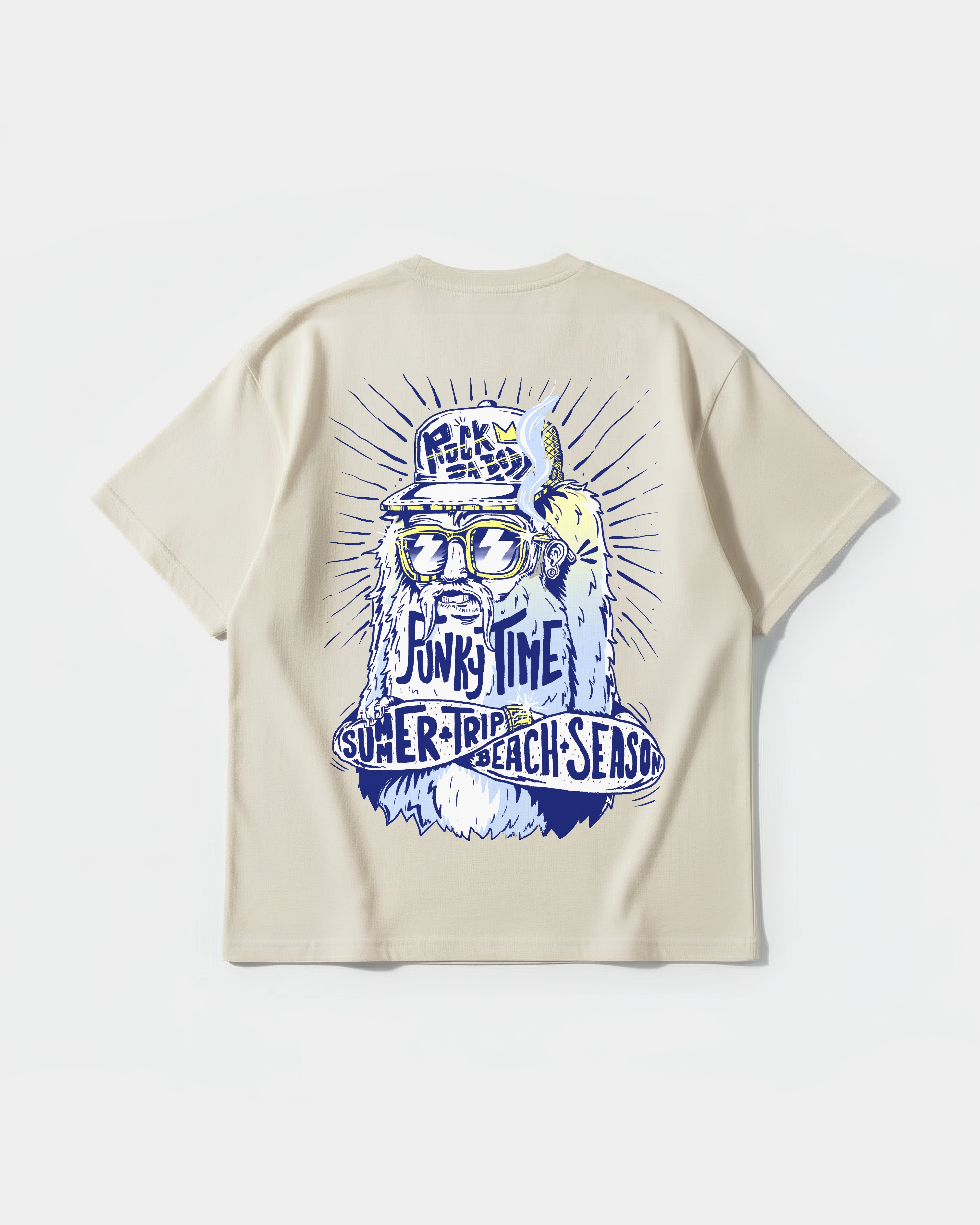 Camiseta Rock Da Body Pocket Front Oversize Basic Beige