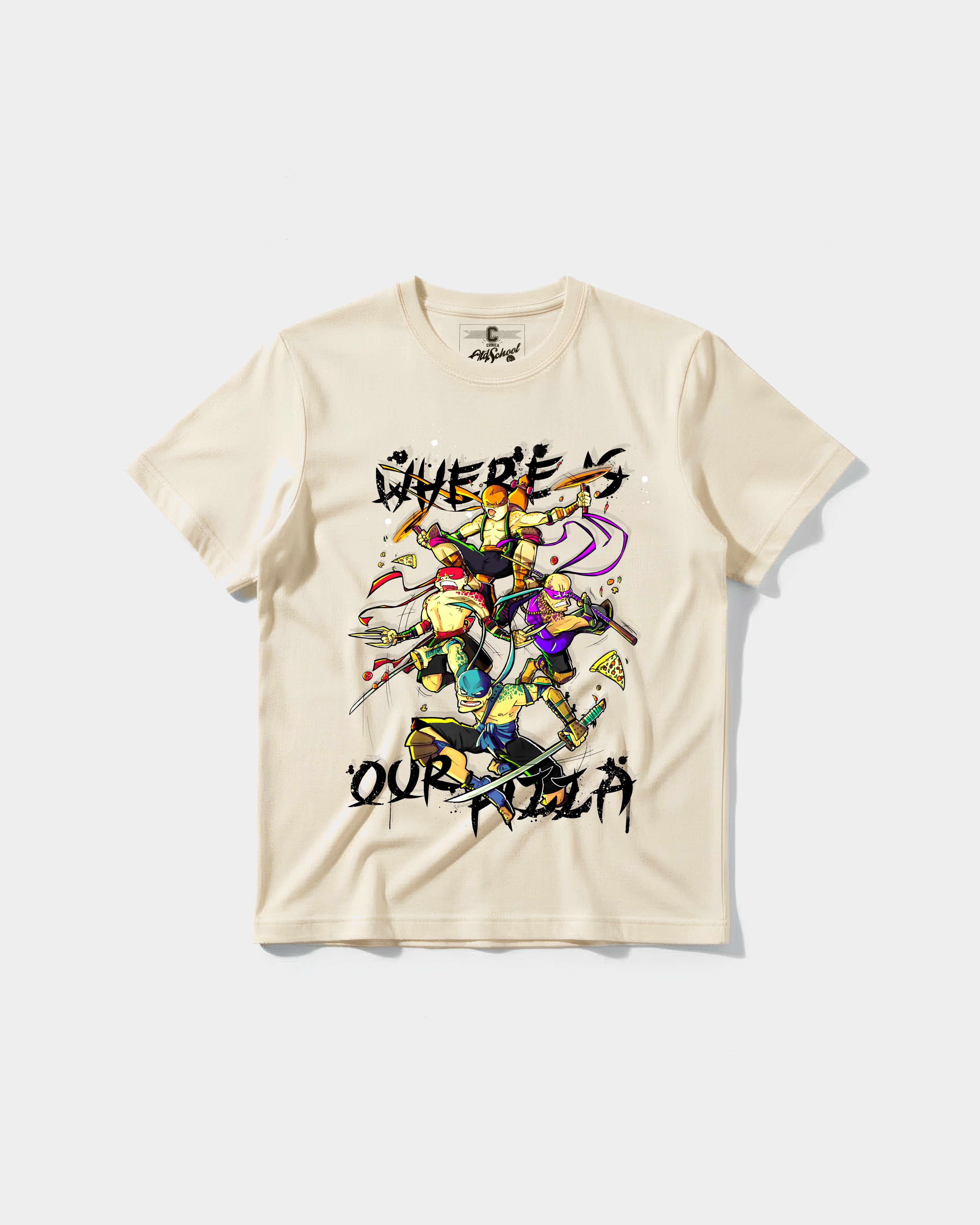 Camiseta Where Our Pizza Big Front Regular Basic Beige