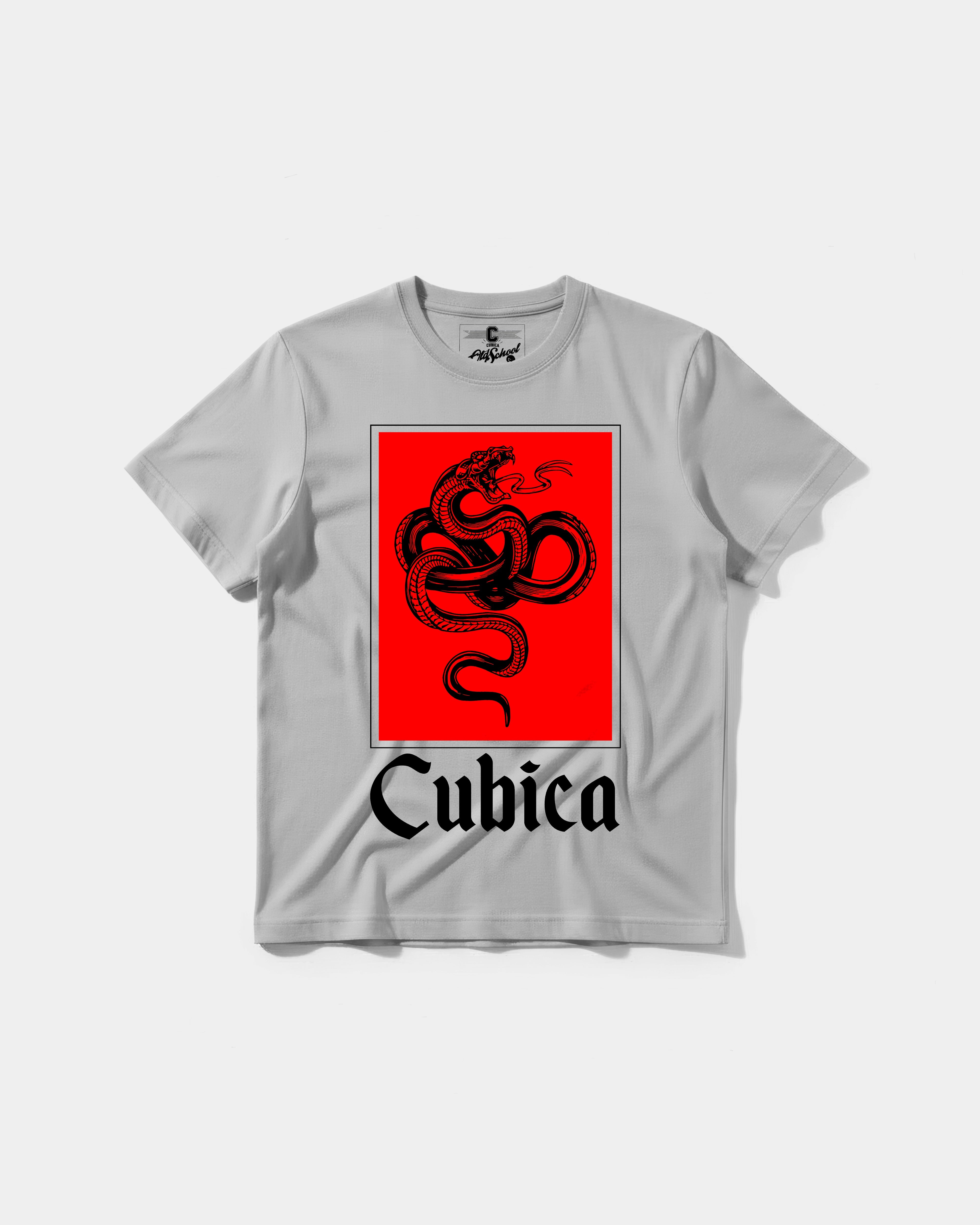 Camiseta Cubica Snake White Big Front Regular Basic Gris