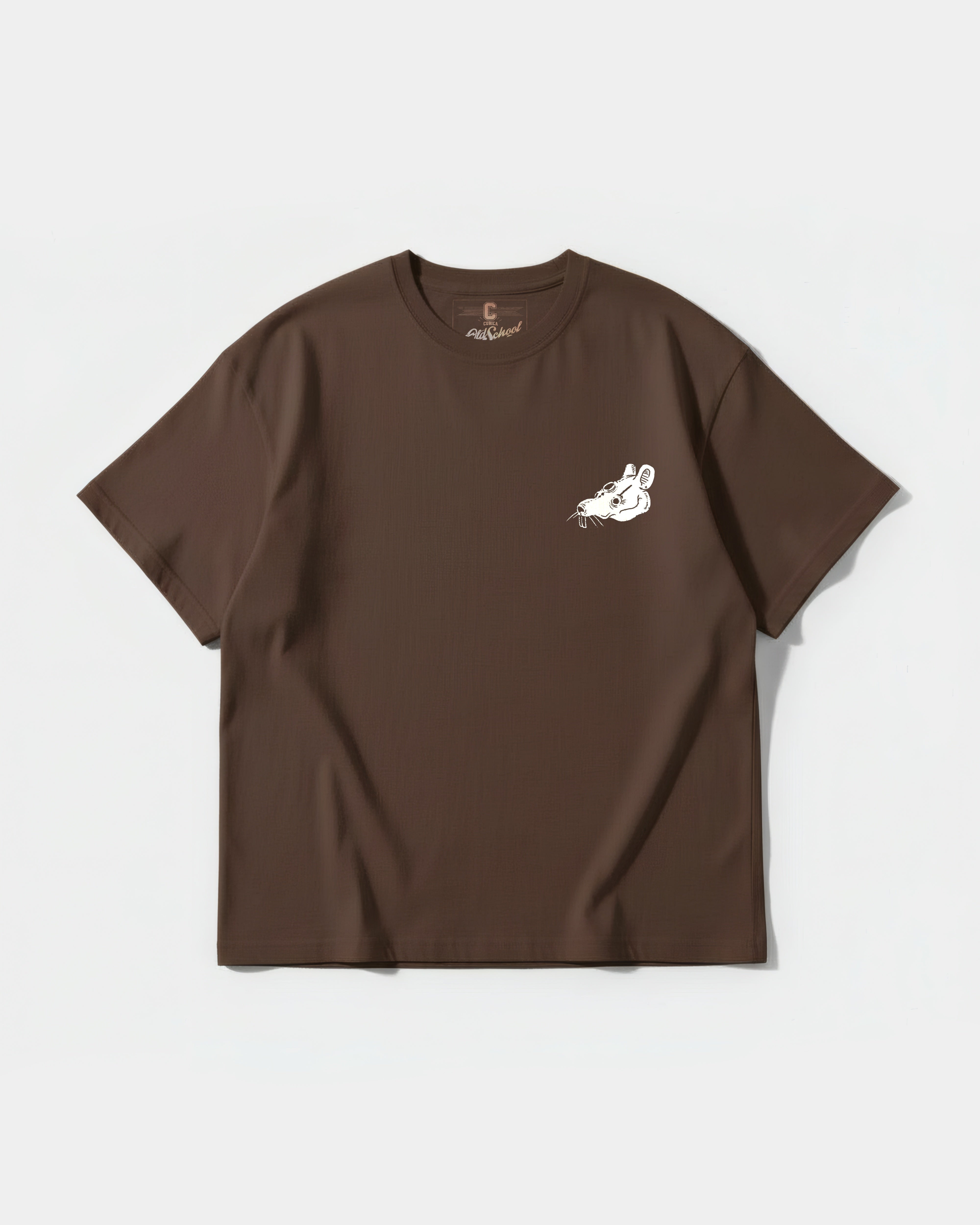 Camiseta Crazy Mouse Pocket Front Oversize Basic Marron