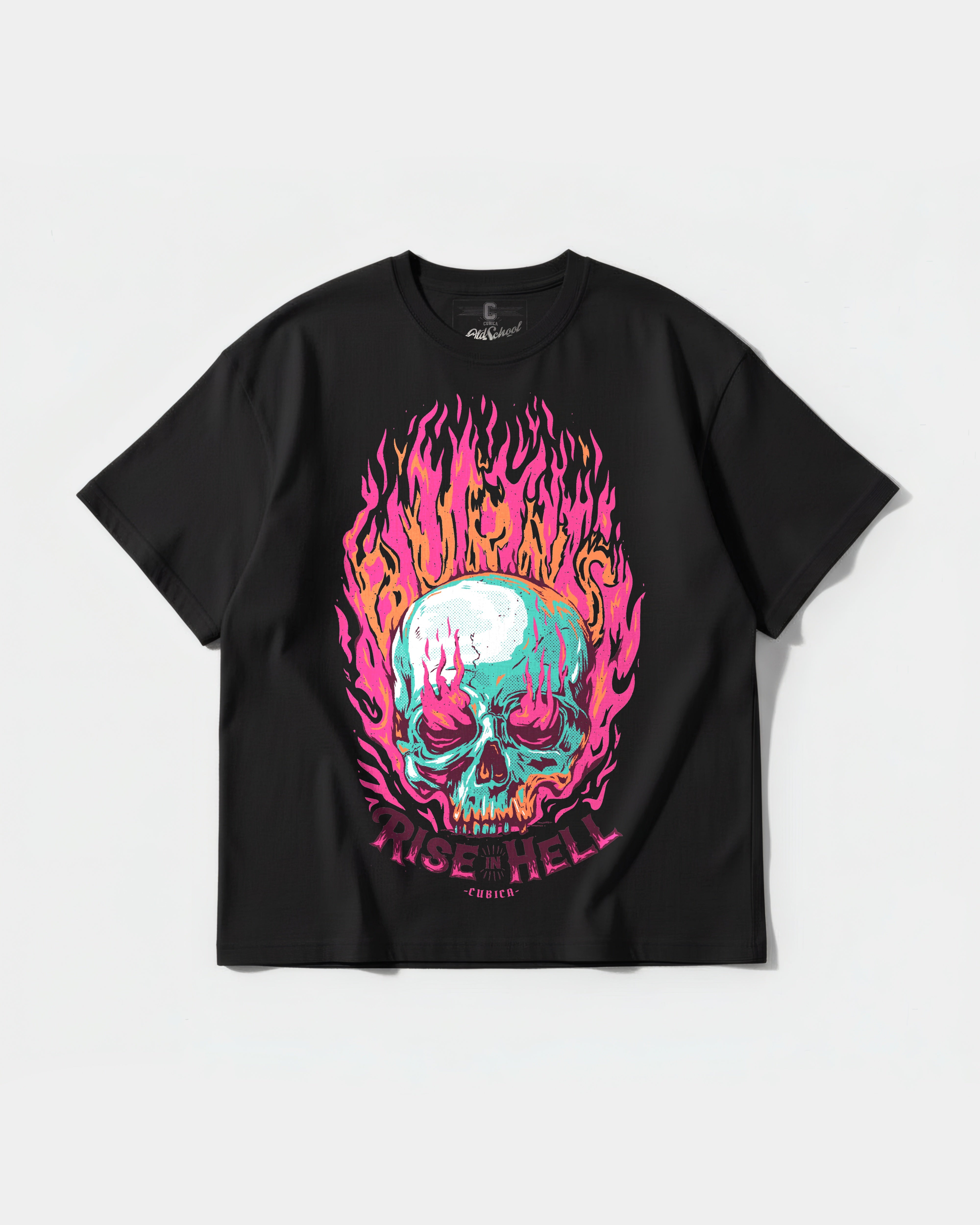 Camiseta Rise In Hell Big Front Oversize Basic Negro