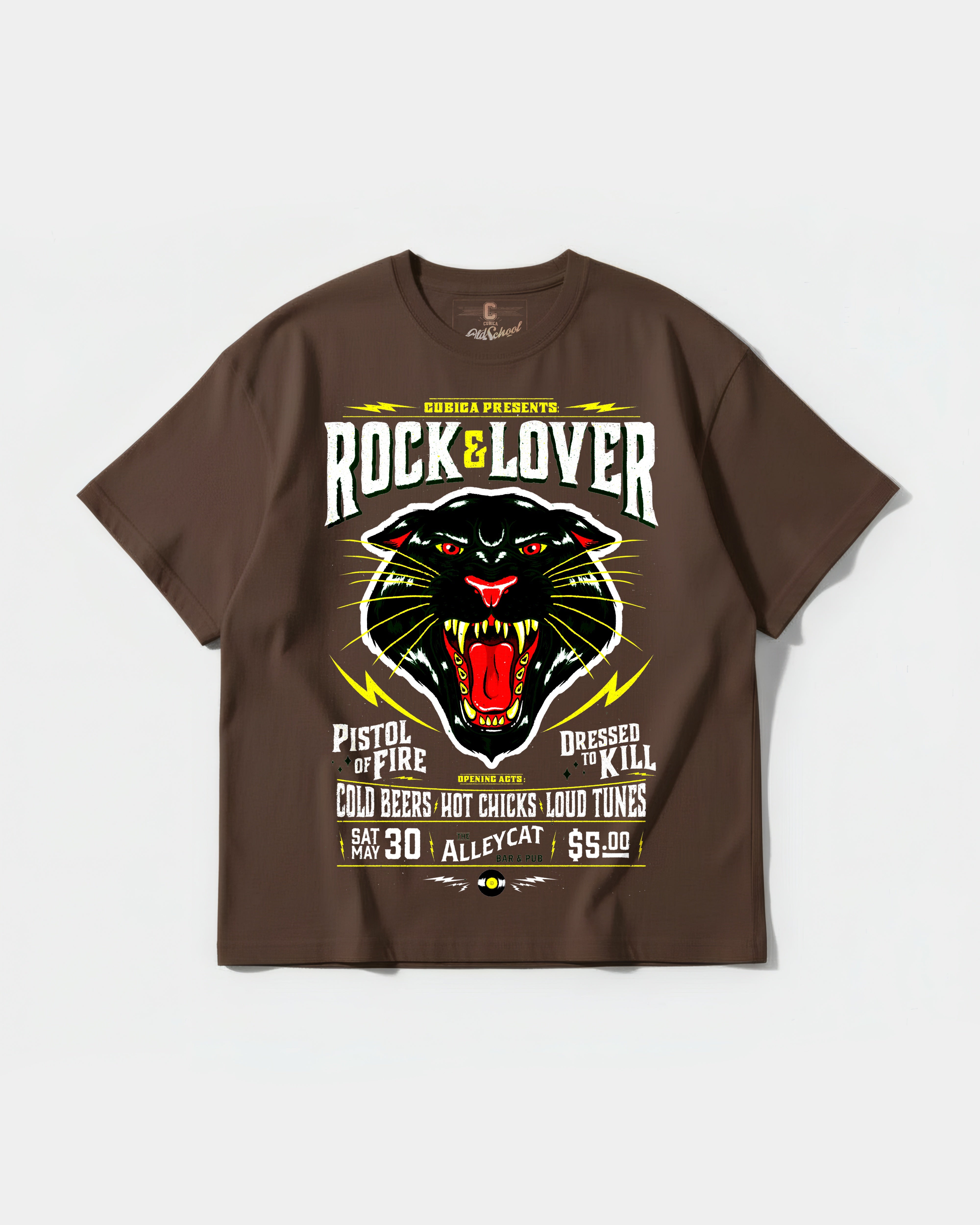 Camiseta Rock And Lover Big Front Oversize Basic Marron