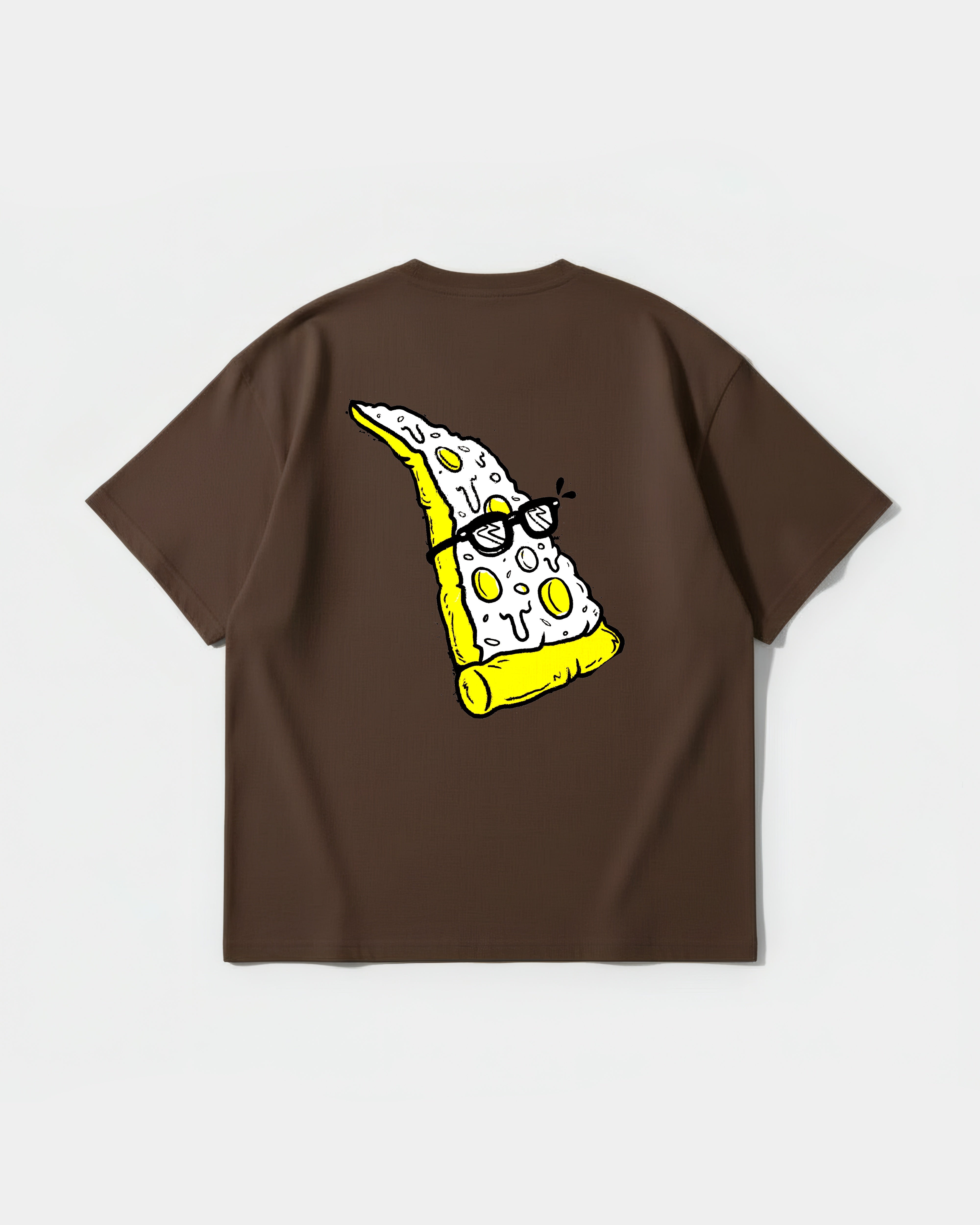 Camiseta Pizza Geek Big Back Oversize Basic Marron
