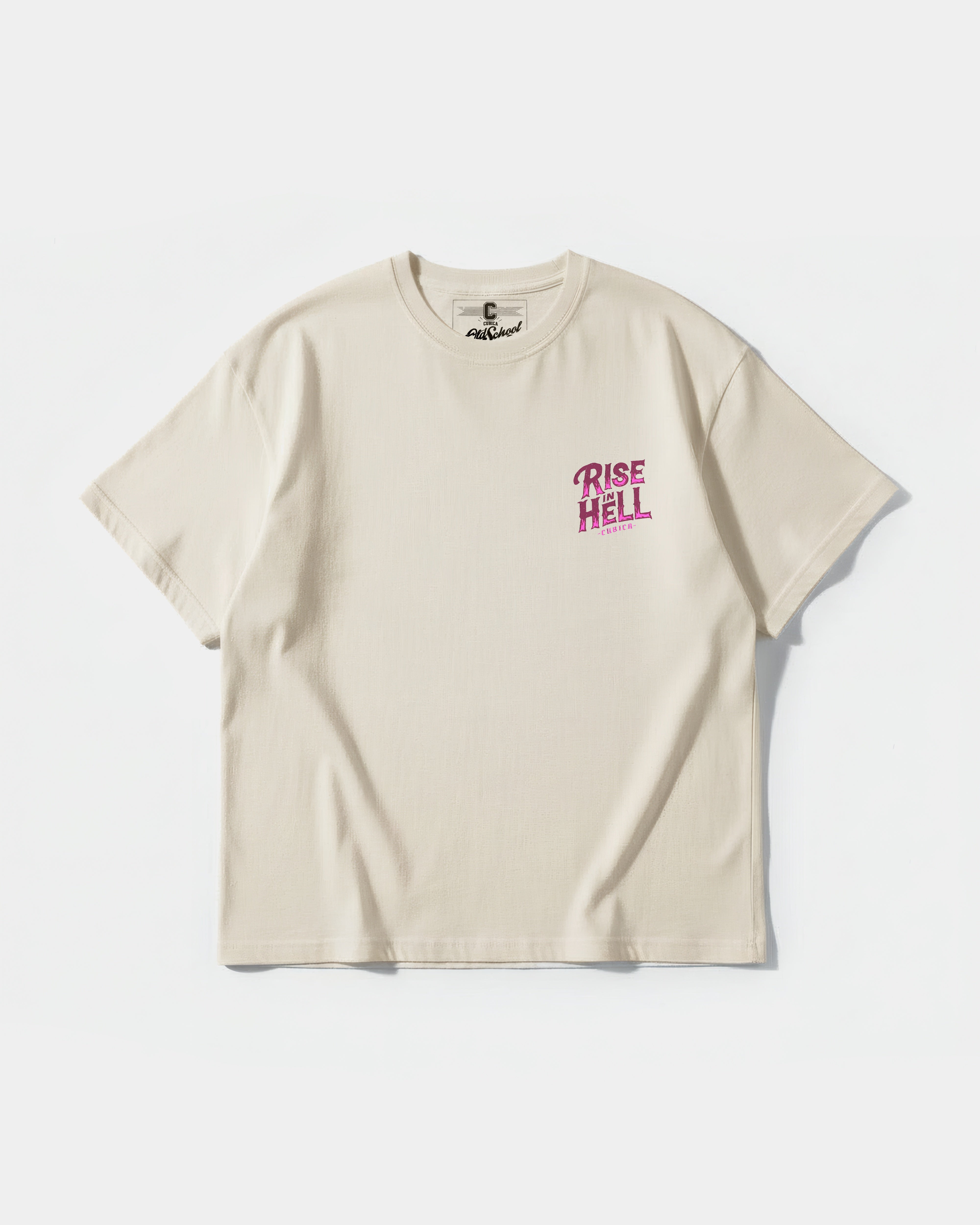 Camiseta Rise In Hell Pocket Front Oversize Basic Beige