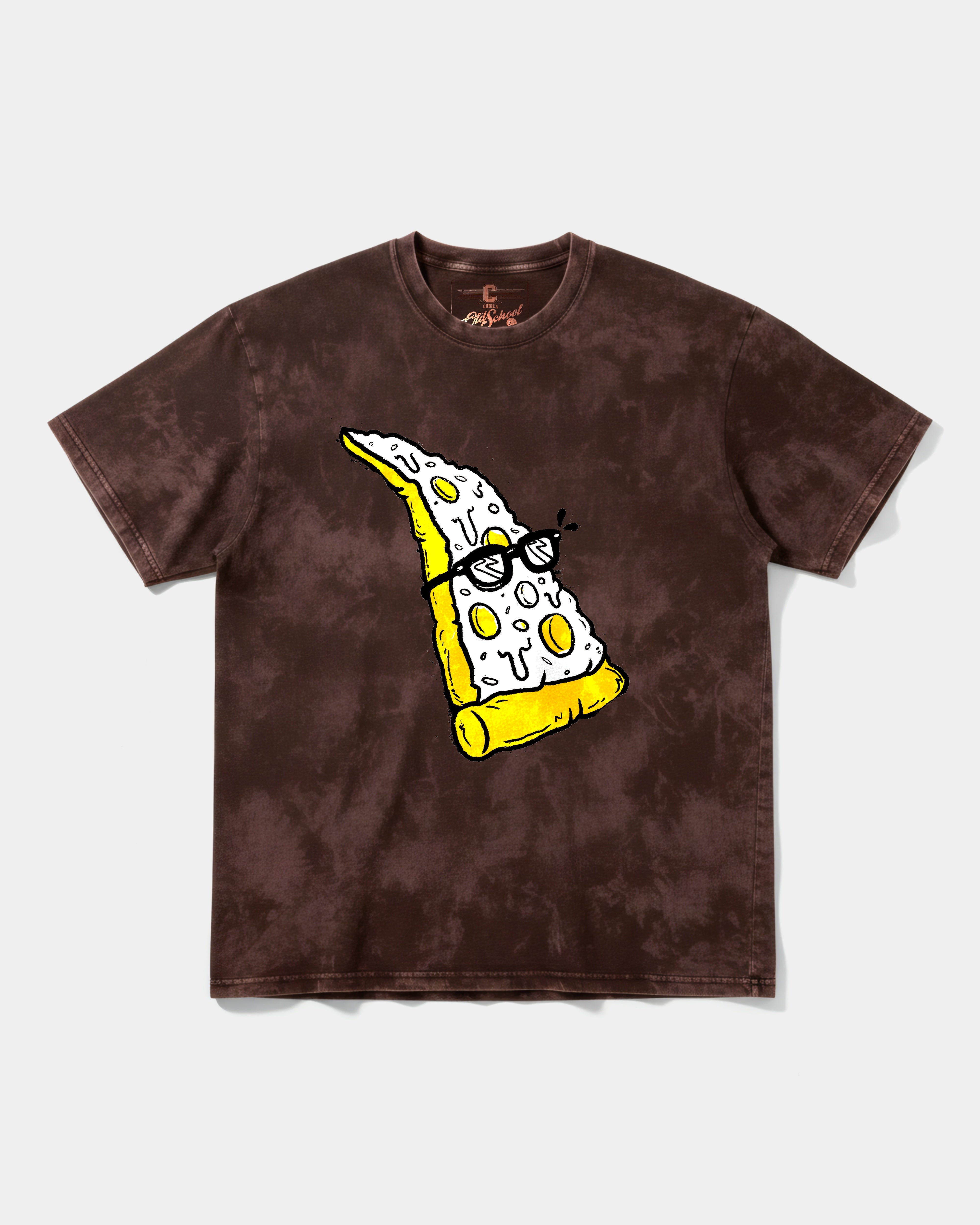 Camiseta Pizza Geek Big Front Oversize Acid Marron