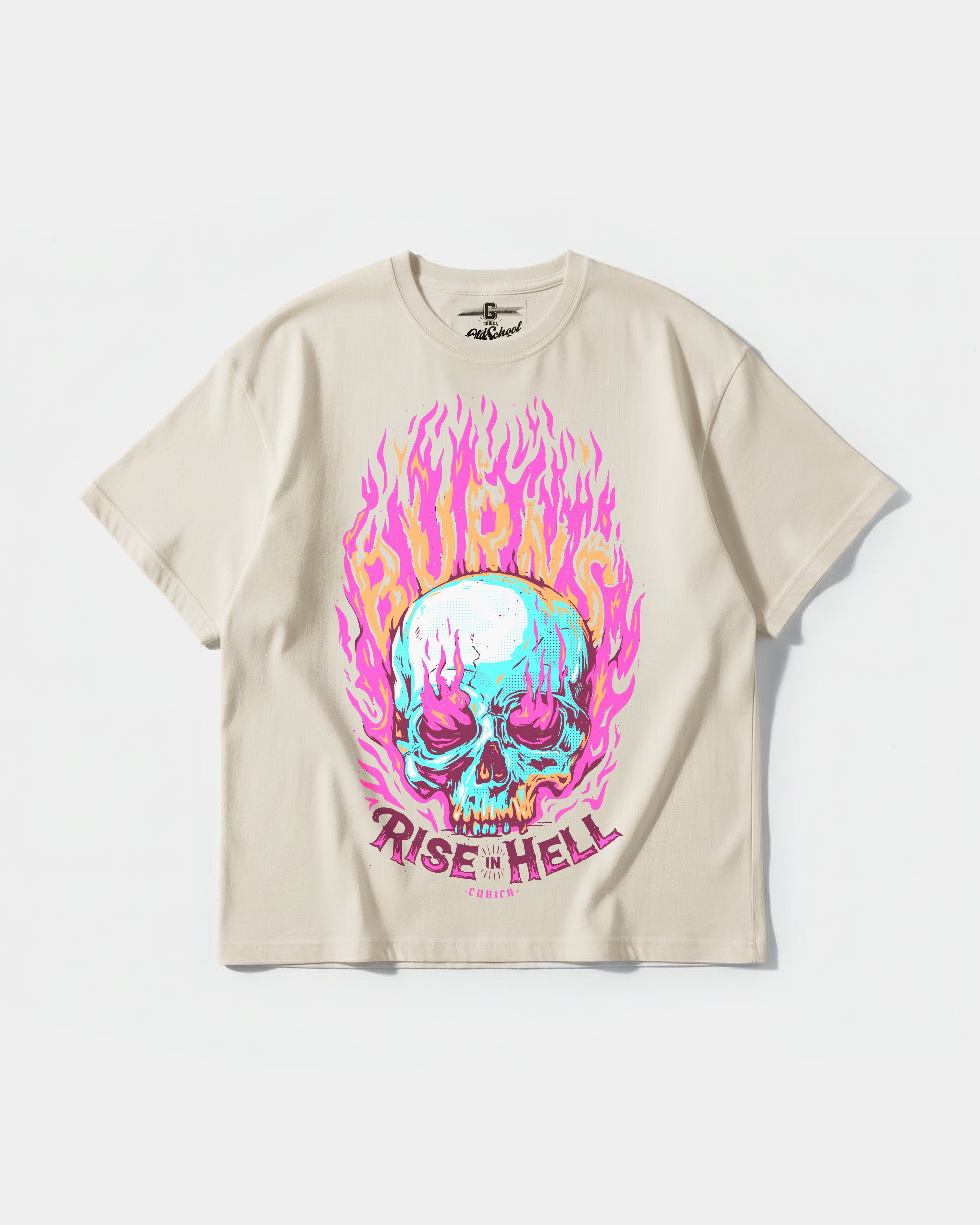 Camiseta Rise In Hell Big Front Oversize Basic Beige