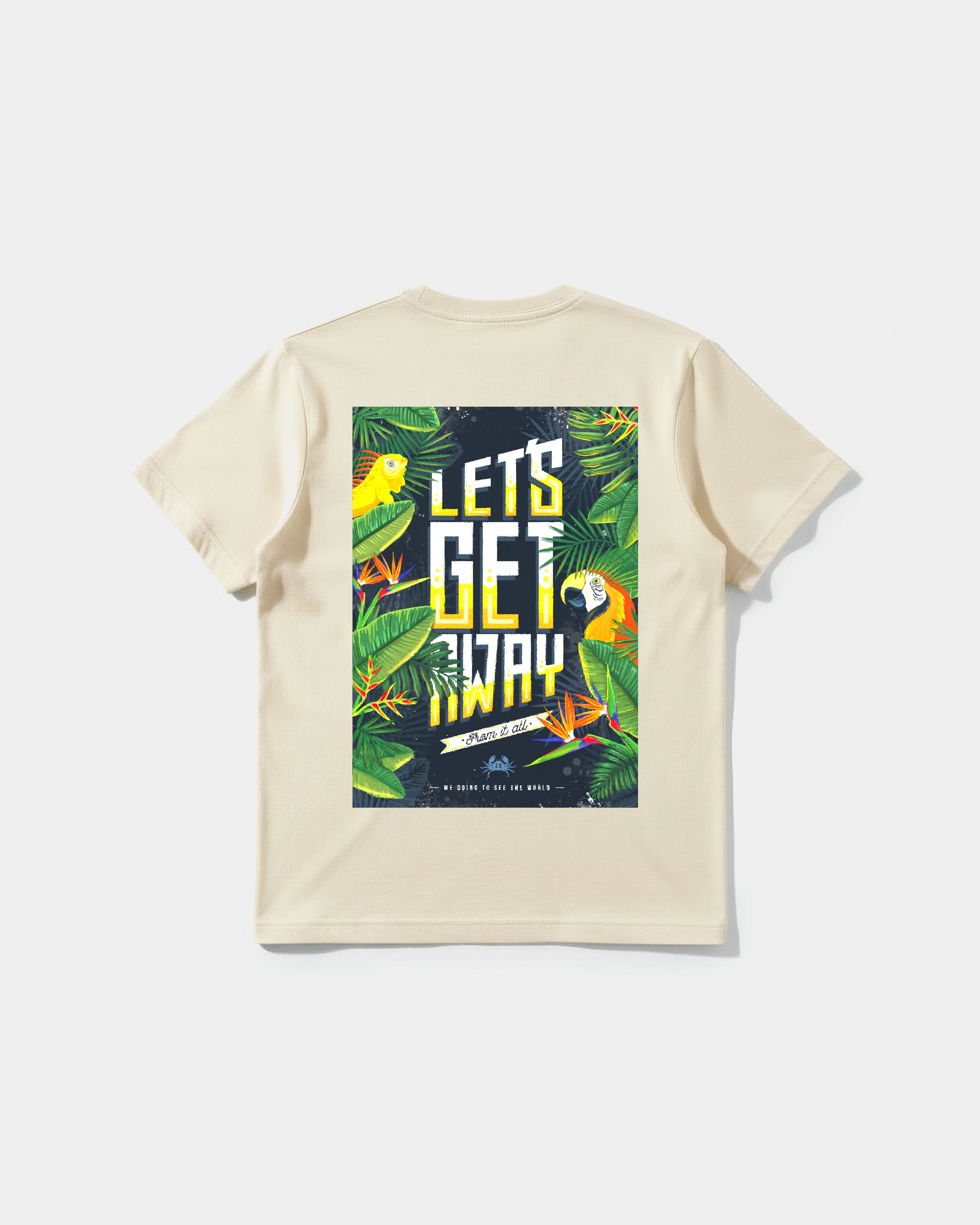 Camiseta Let S Get Away Big Back Regular Basic Beige