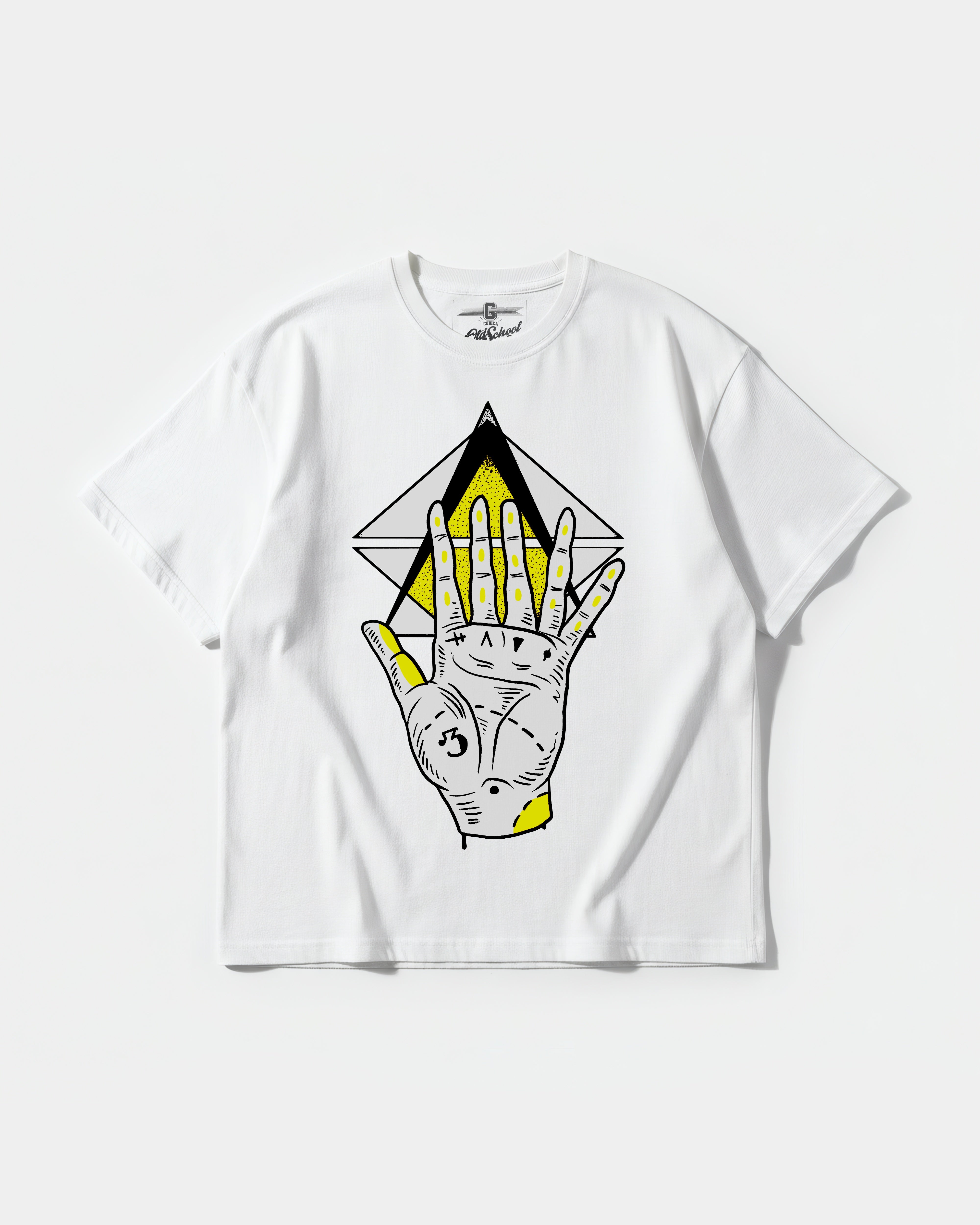 Camiseta Iluminati Hand Big Front Oversize Basic Blanco