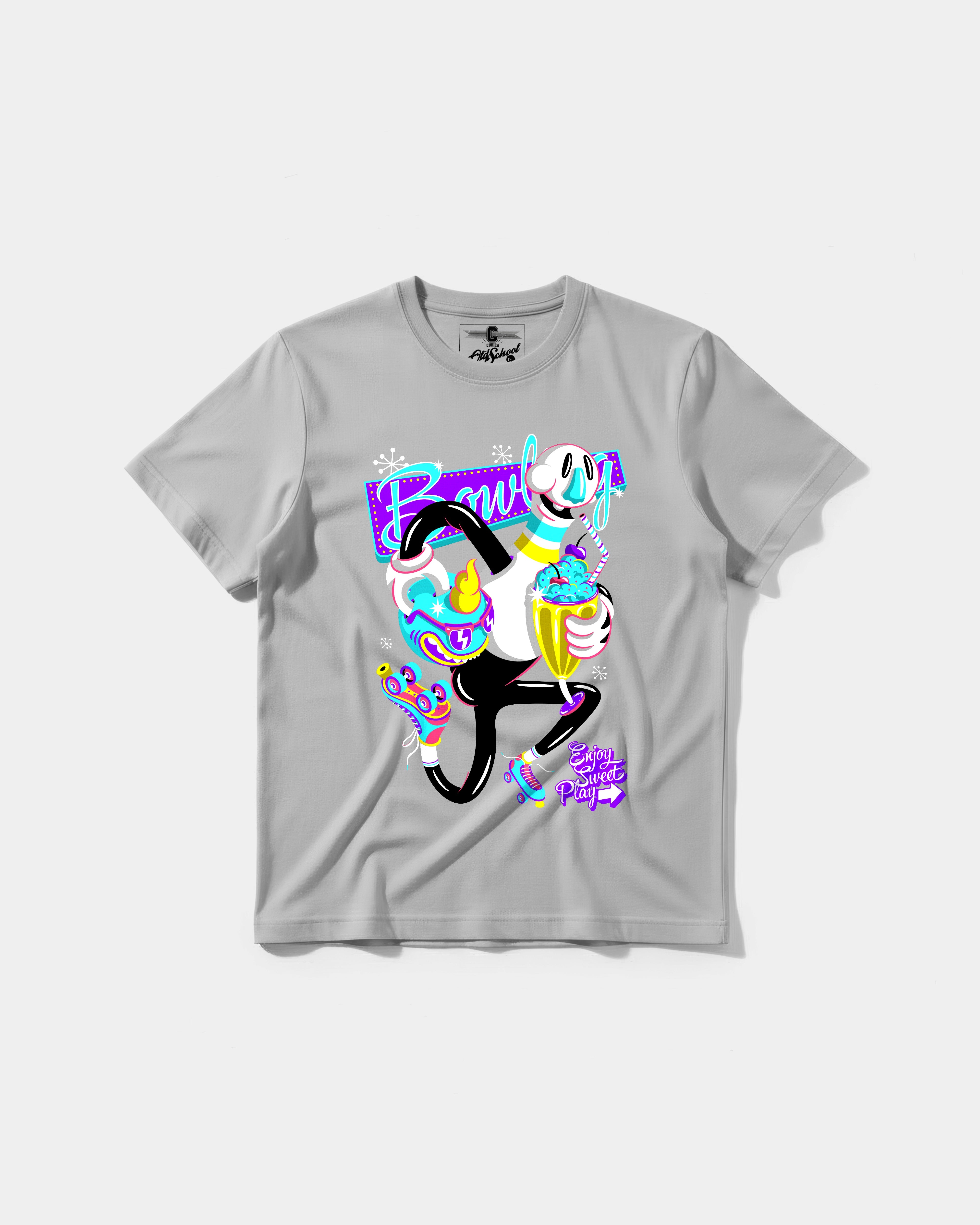 Camiseta Enjoy Sweet Play Big Front Regular Basic Gris