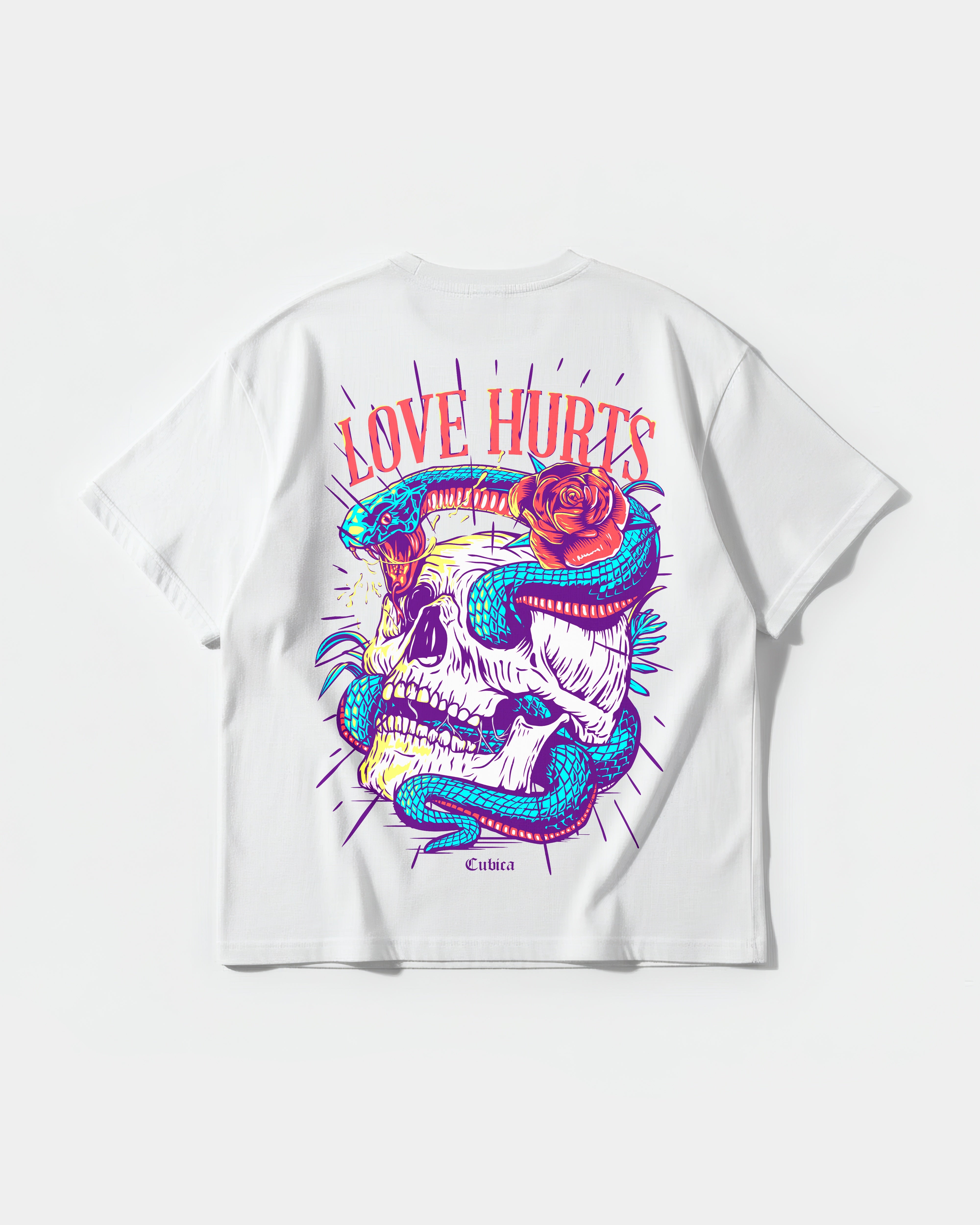 Camiseta Cubica Love Hurts Pocket Oversize Blanco