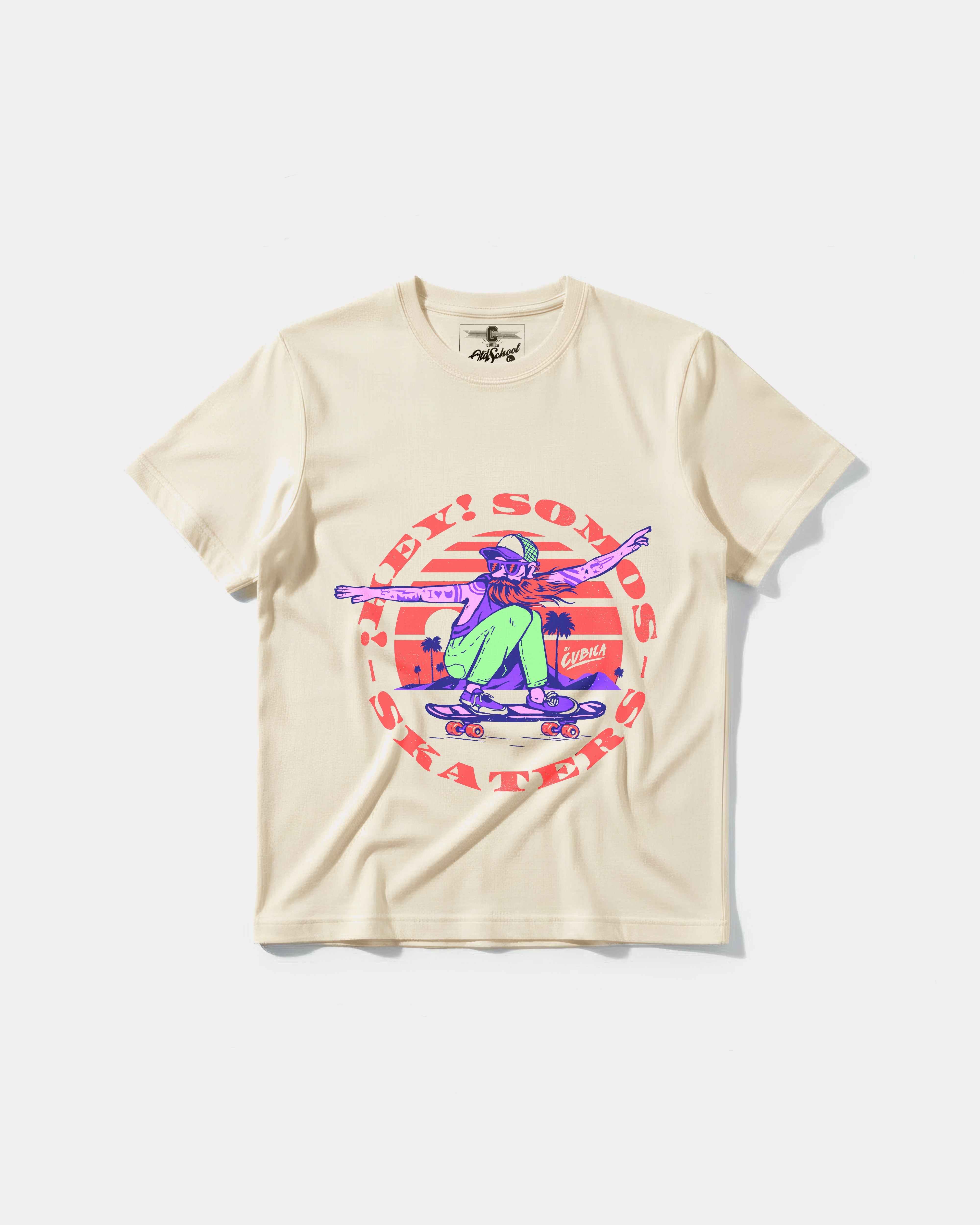 Camiseta Somos Skaters Big Front Regular Basic Beige