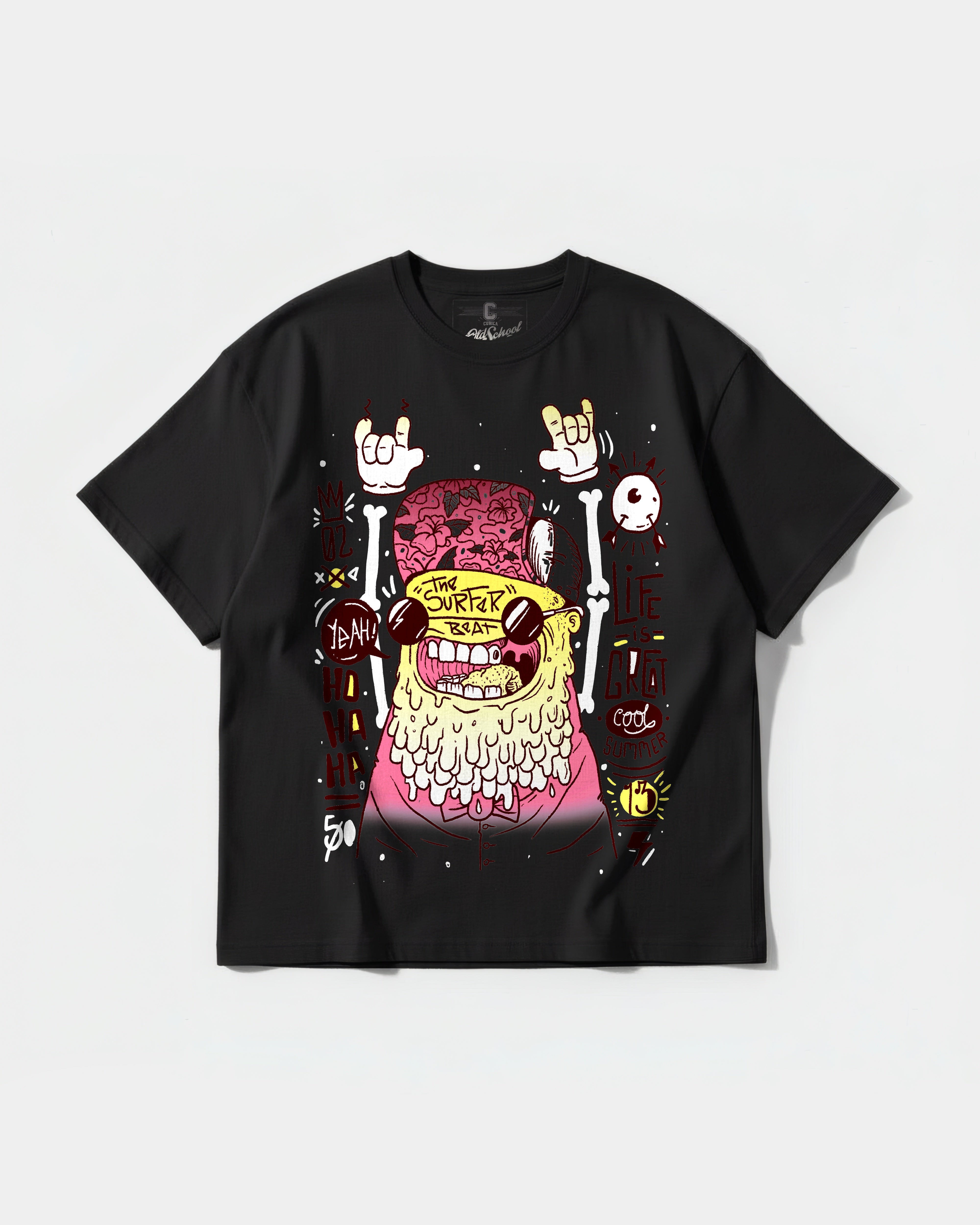 Camiseta The Surfer Beat Big Front Oversize Basic Negro