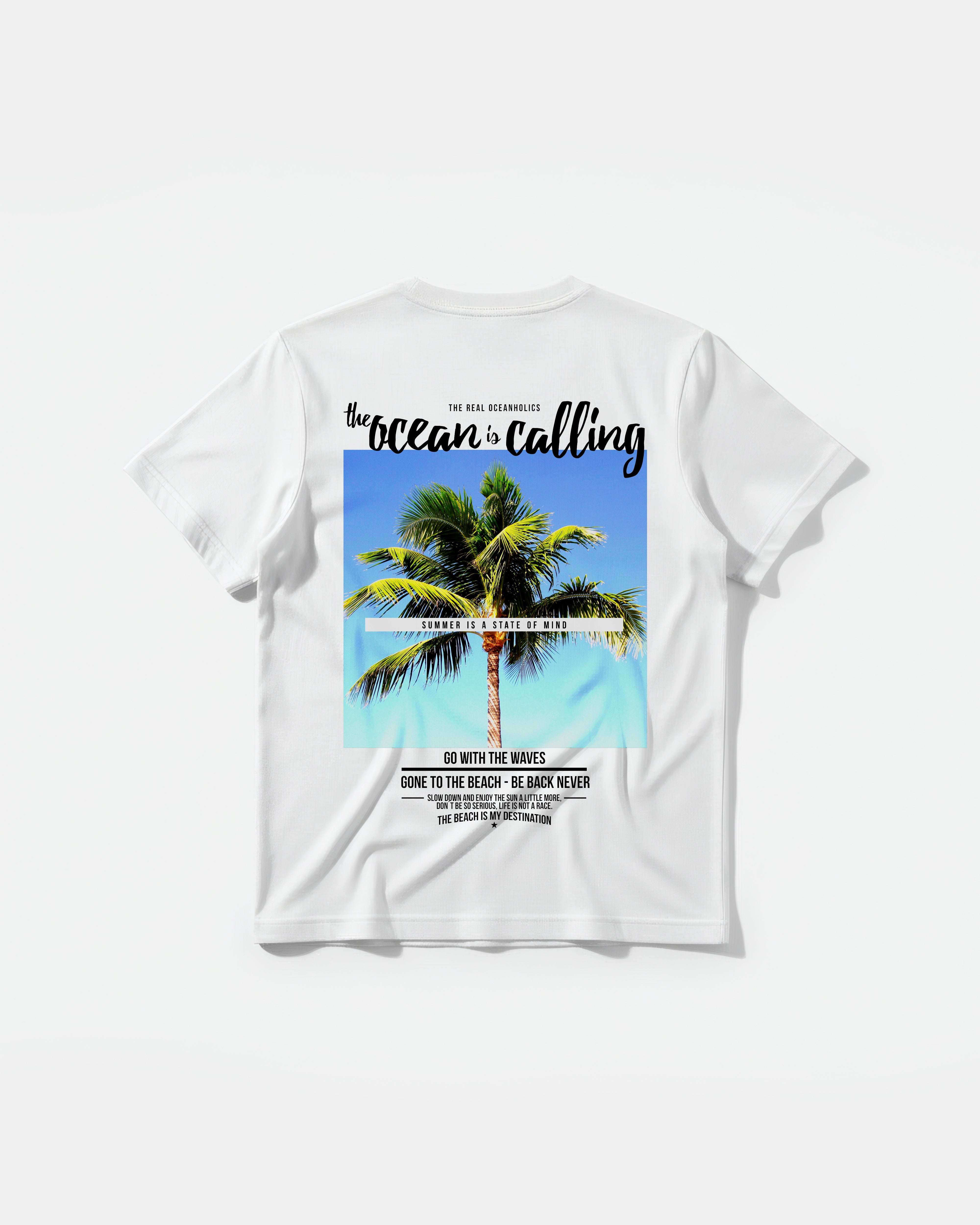 Camiseta Ocean Is Calling Big Back Regular Basic Blanco