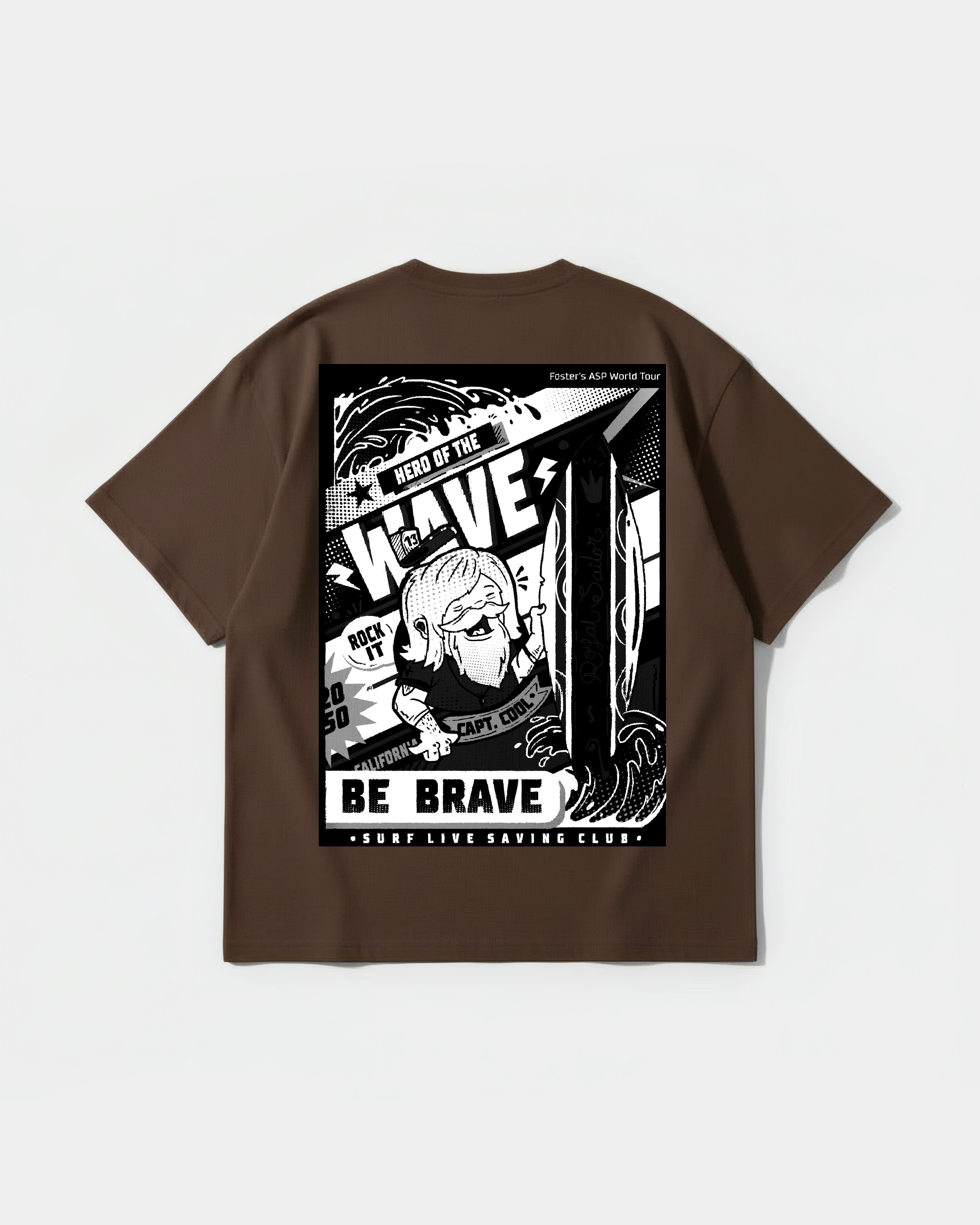 Camiseta Hero Of The Wave Big Back Oversize Basic Marron
