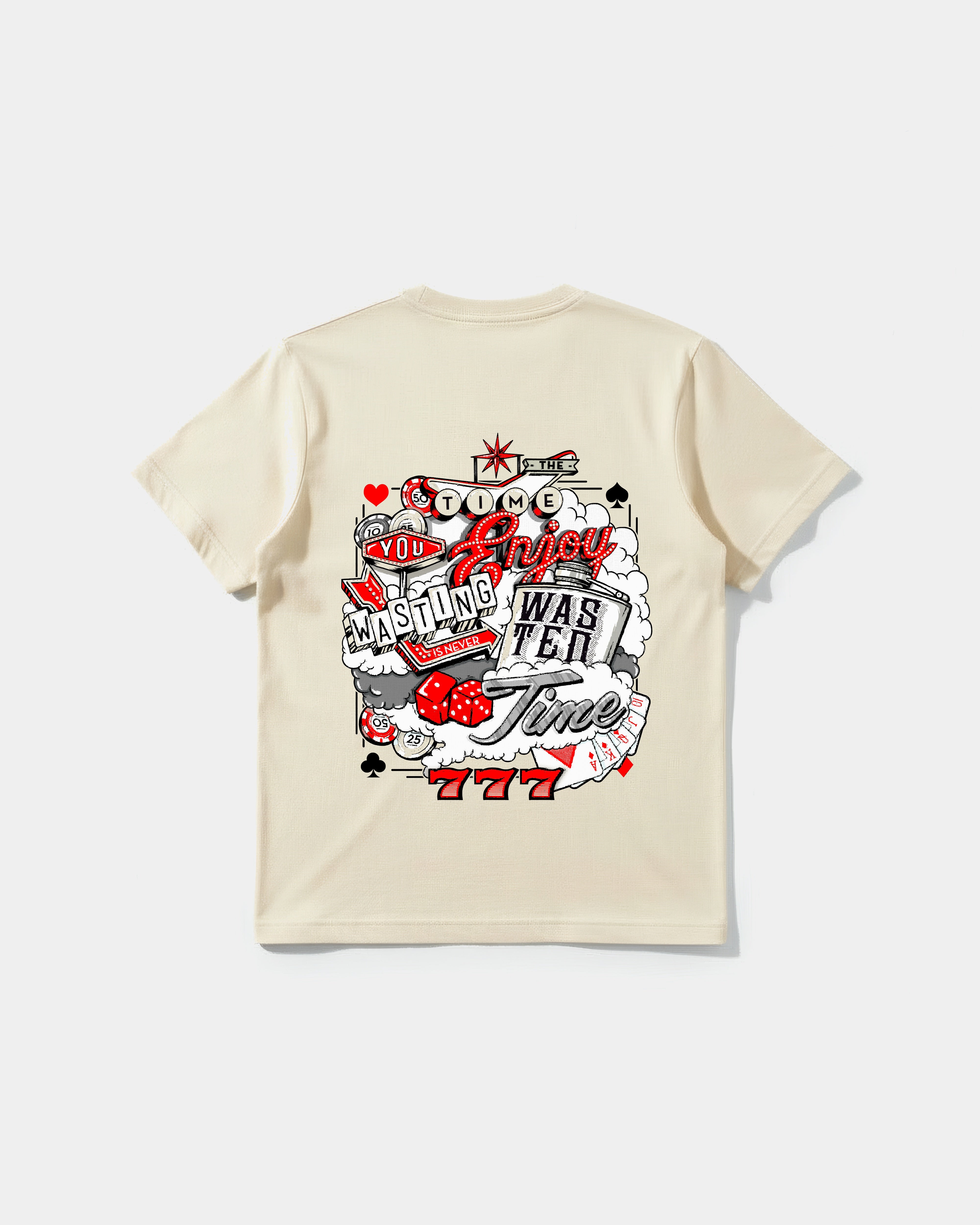Camiseta Wasting Time 777 Big Back Regular Basic Beige