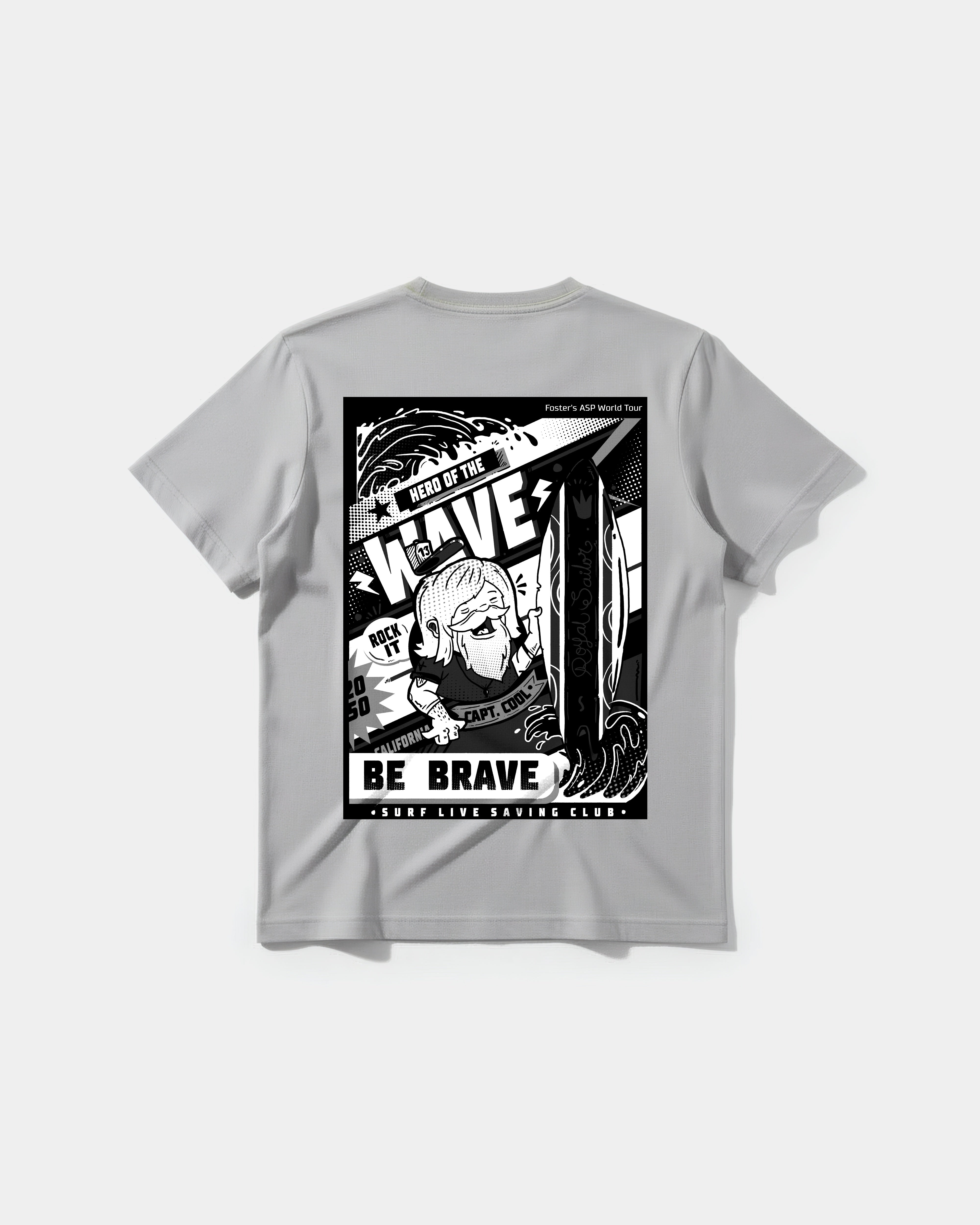 Camiseta Hero Of The Wave Big Back Regular Basic Gris