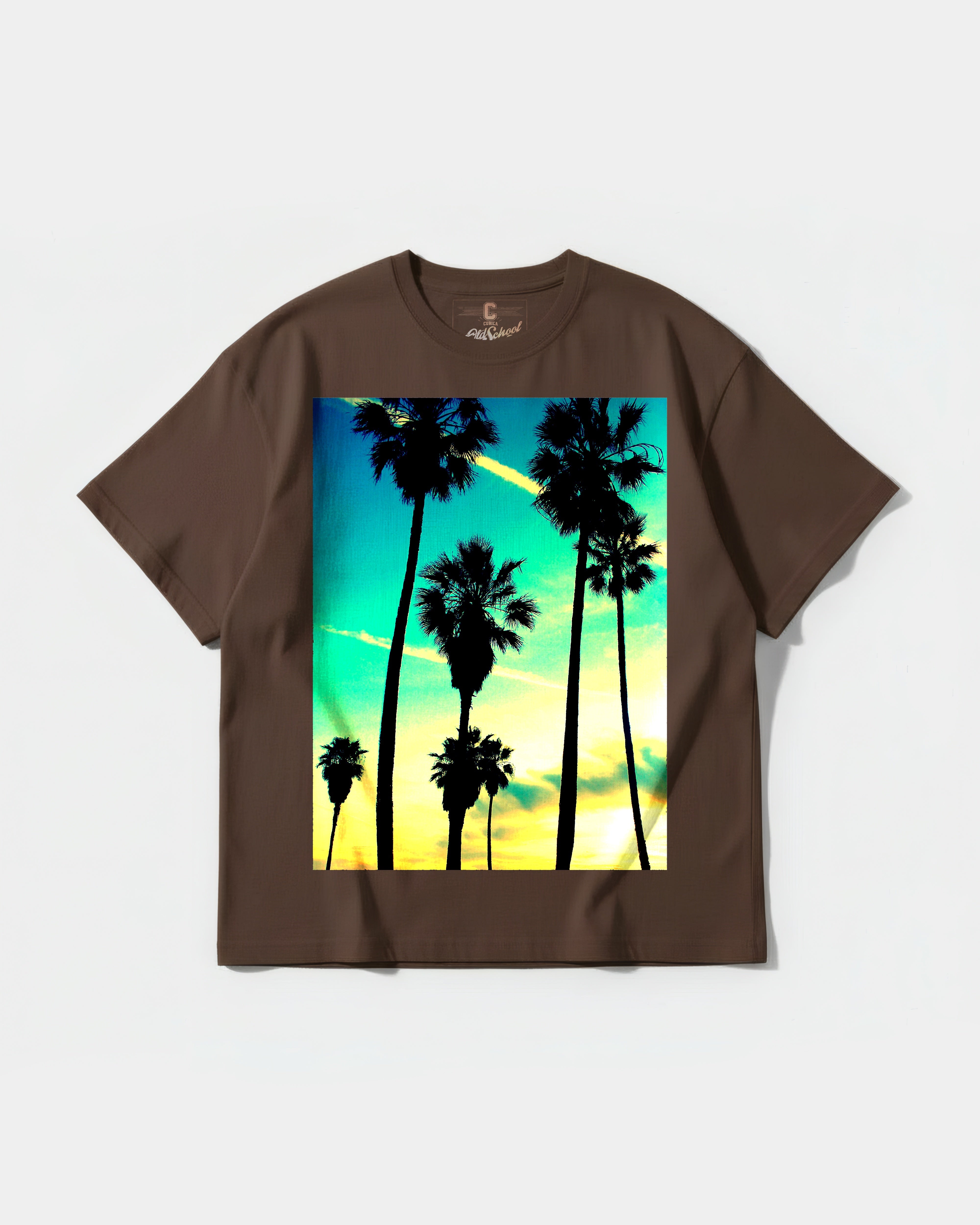 Camiseta Tropical Dusk Big Front Oversize Basic Marron