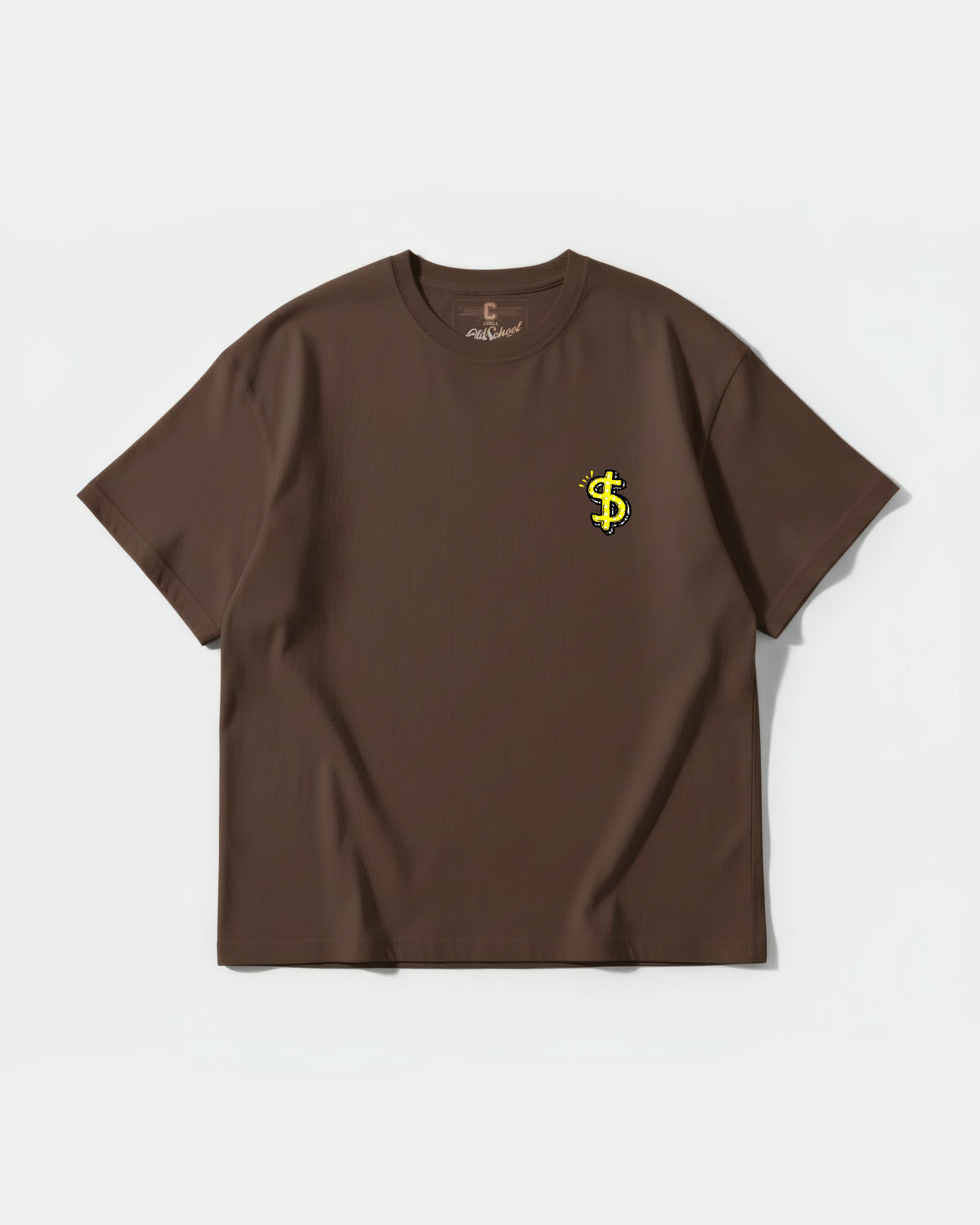 Camiseta Money Money Pocket Front Oversize Basic Marron