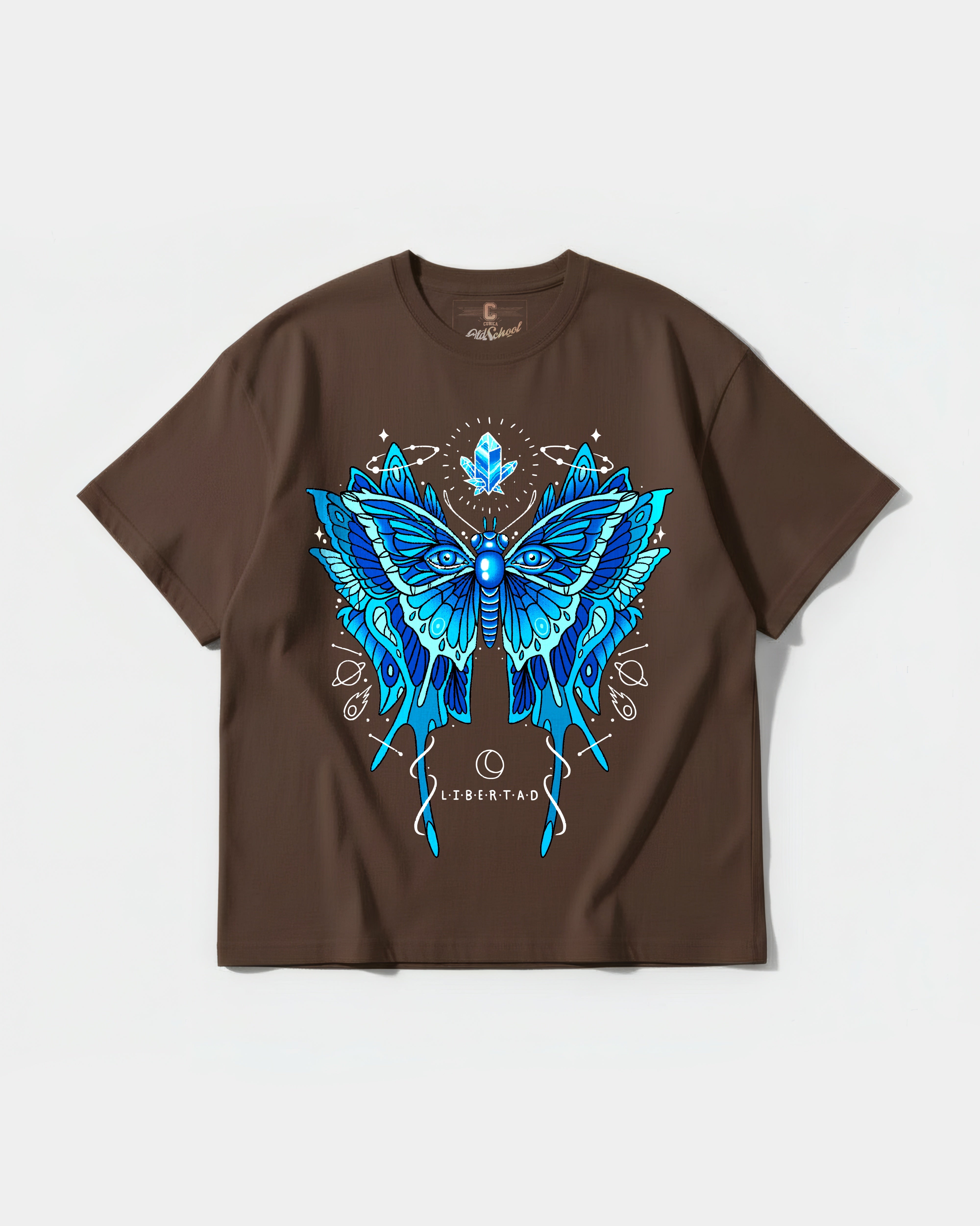 Camiseta Libertad White Big Front Oversize Basic Marron