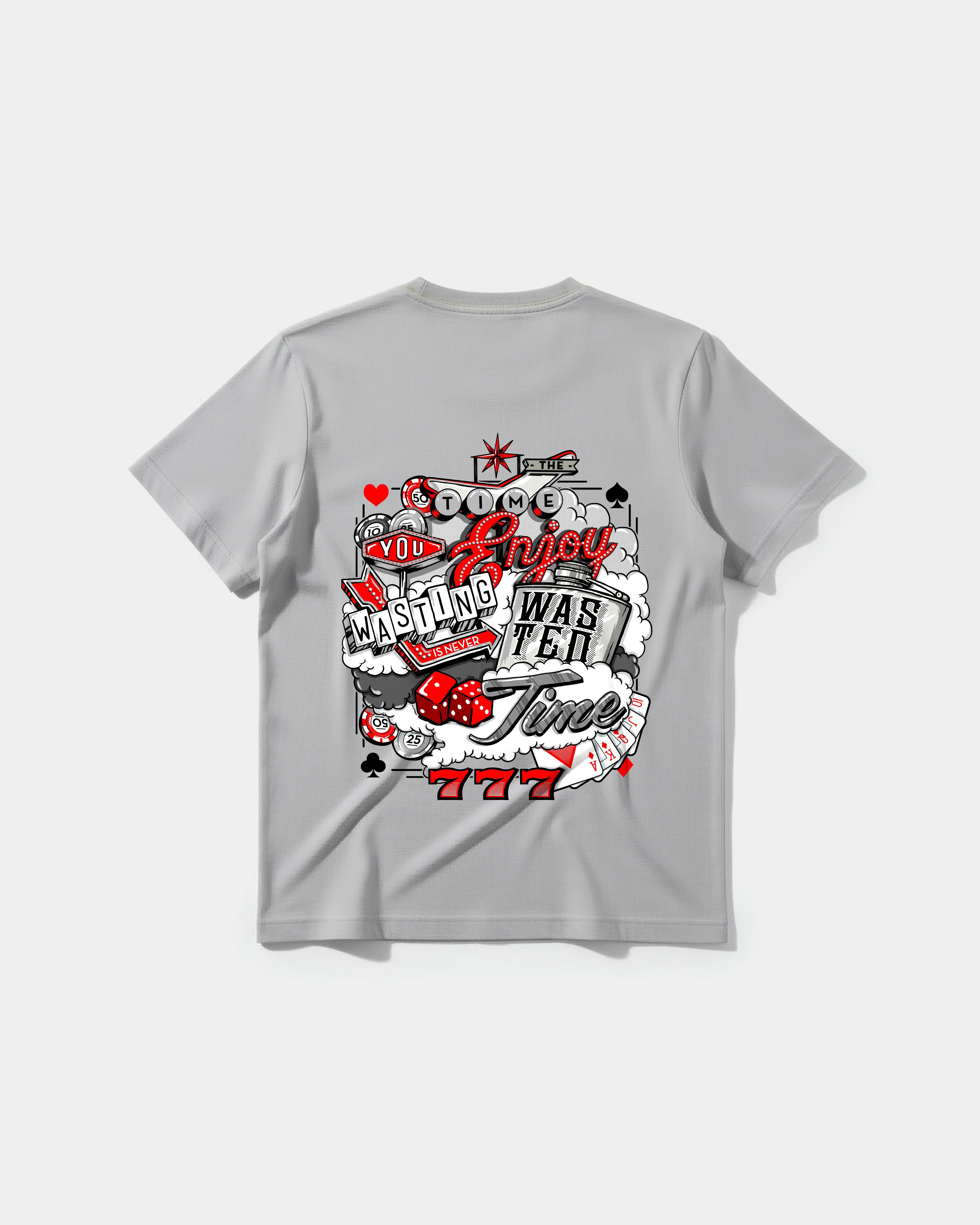 Camiseta Wasting Time 777 Big Back Regular Basic Gris