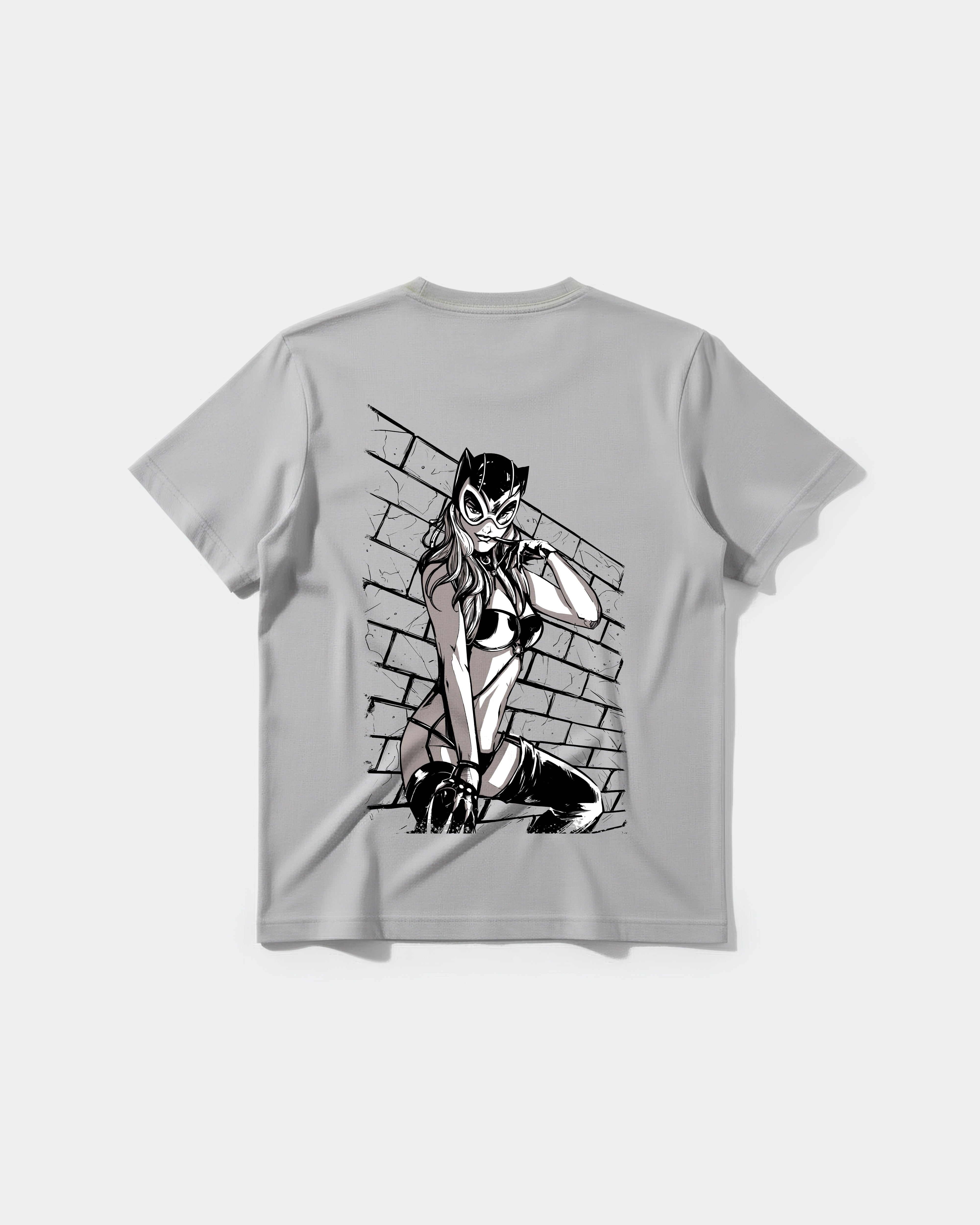 Camiseta Sexy Cat Big Back Regular Basic Gris