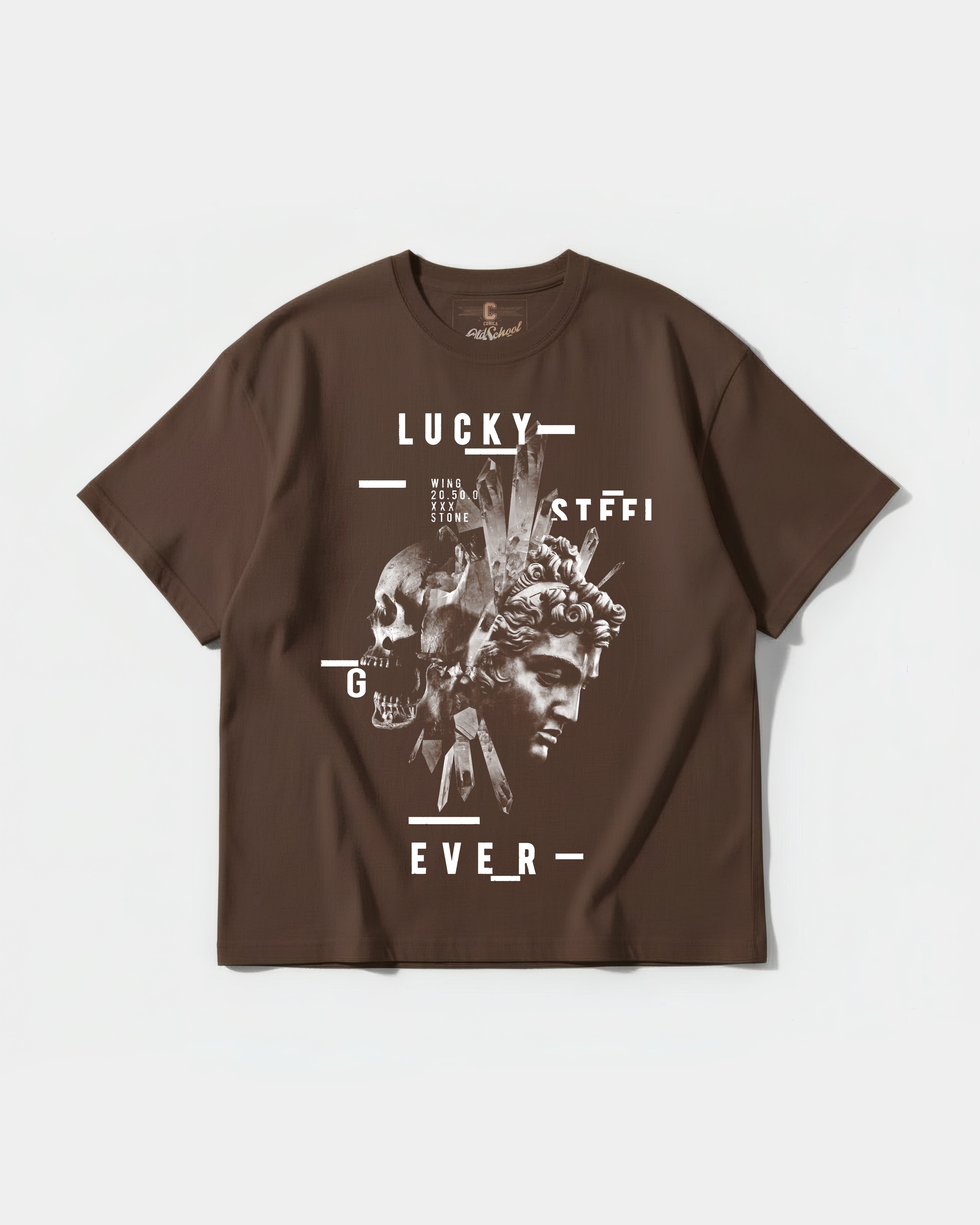 Camiseta Lucky Big Front Oversize Basic Marron