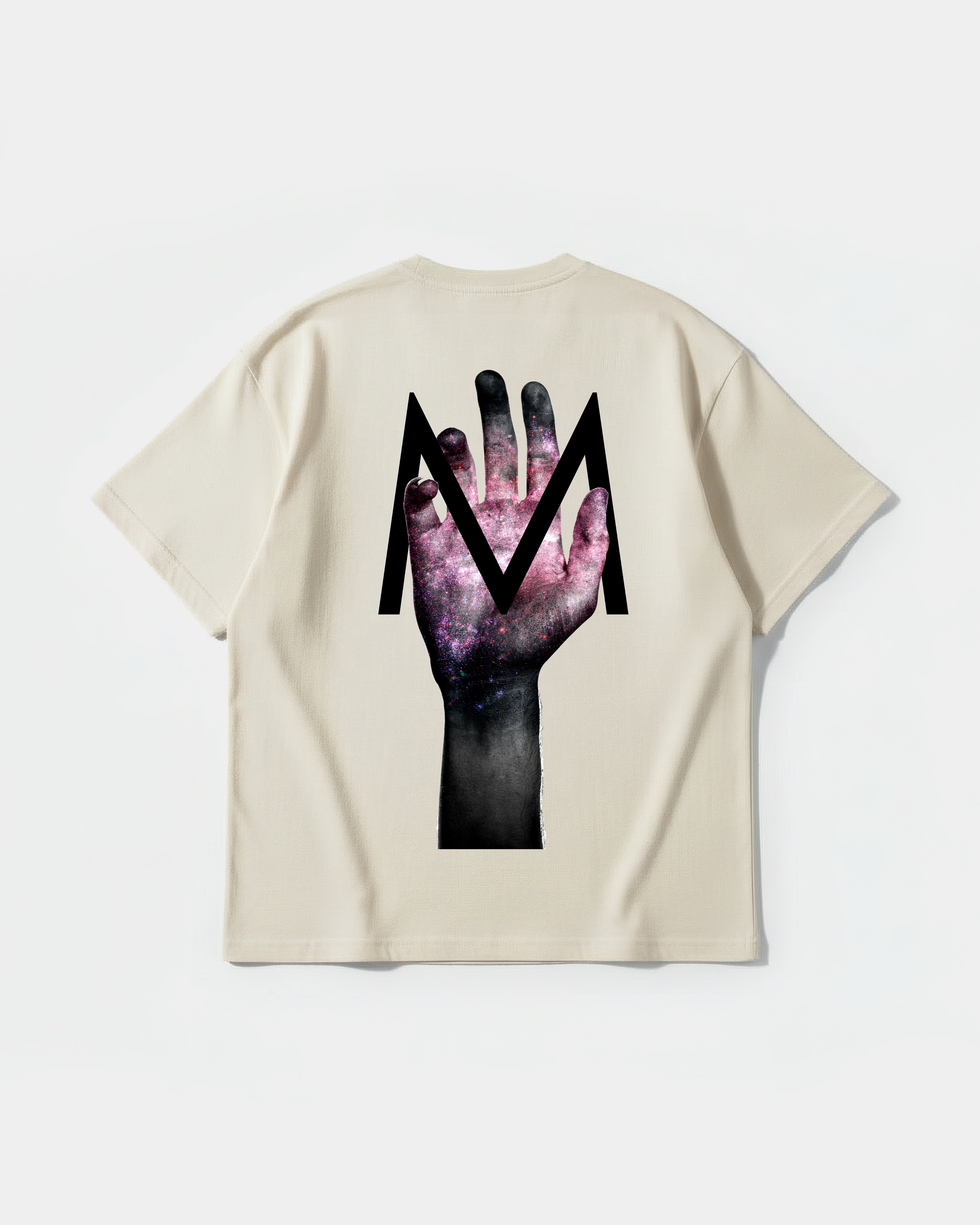 Camiseta Hands M Big Back Oversize Basic Beige
