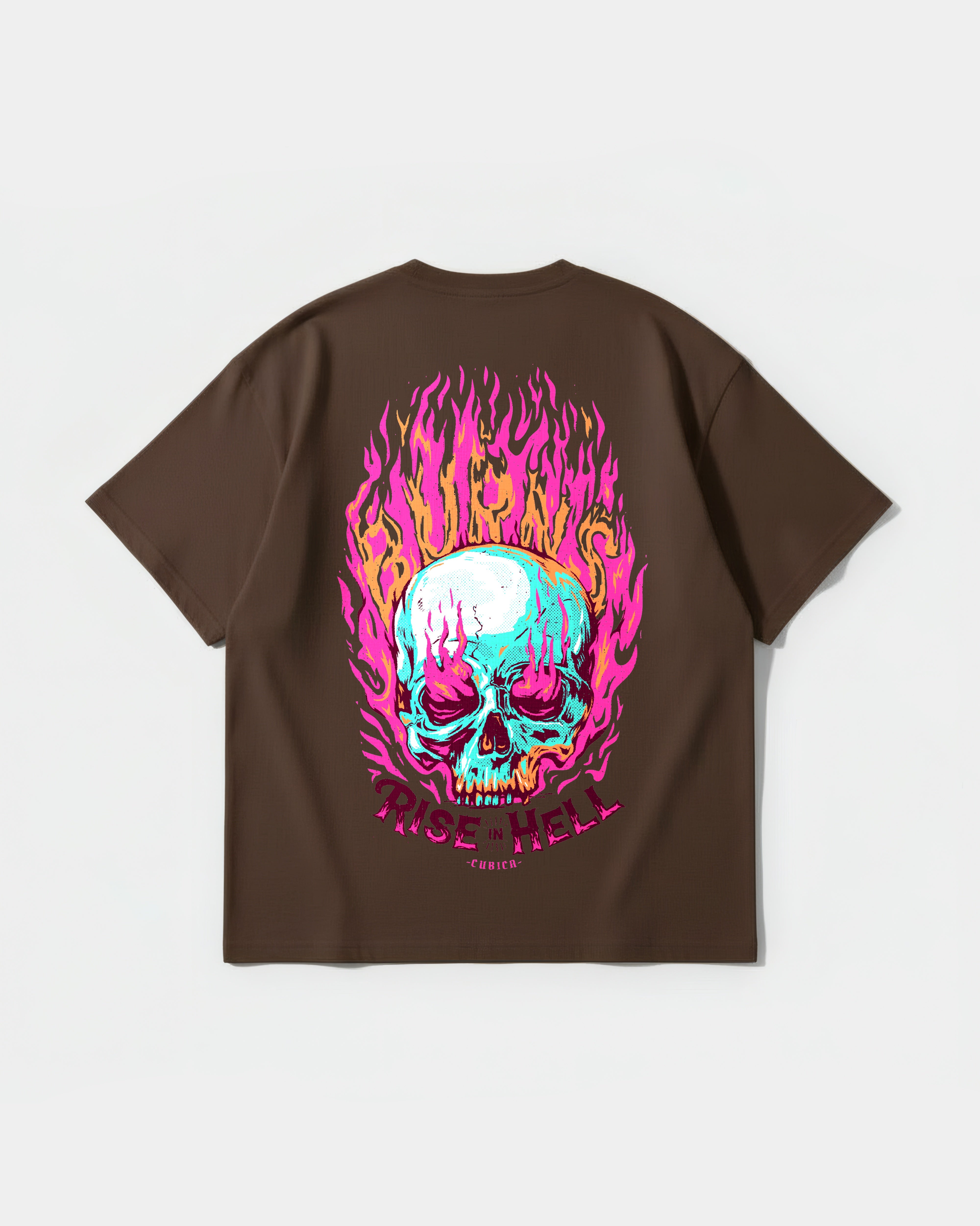Camiseta Rise In Hell Pocket Front Oversize Basic Marron