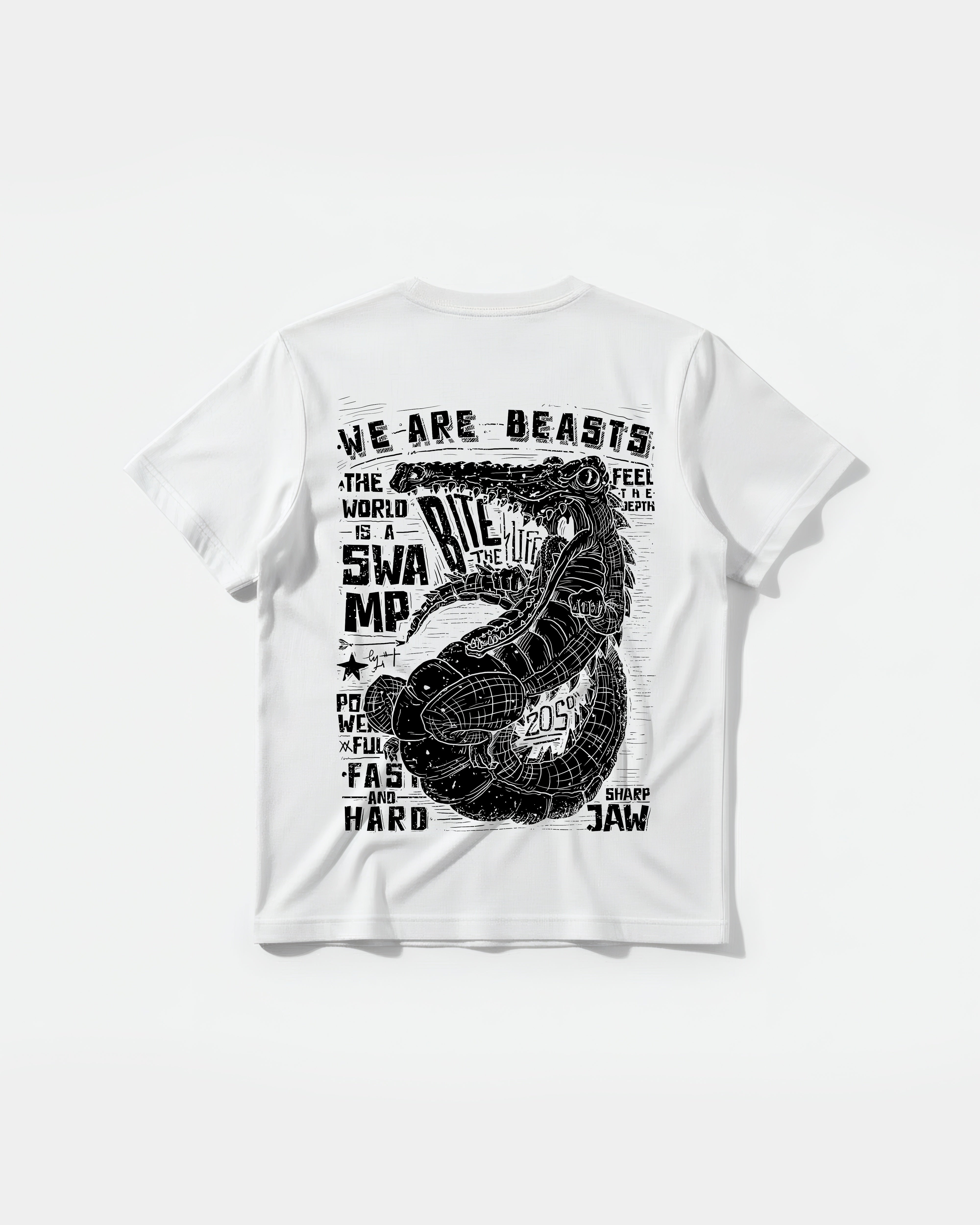 Camiseta We Are Beasts White Big Back Regular Basic Blanco