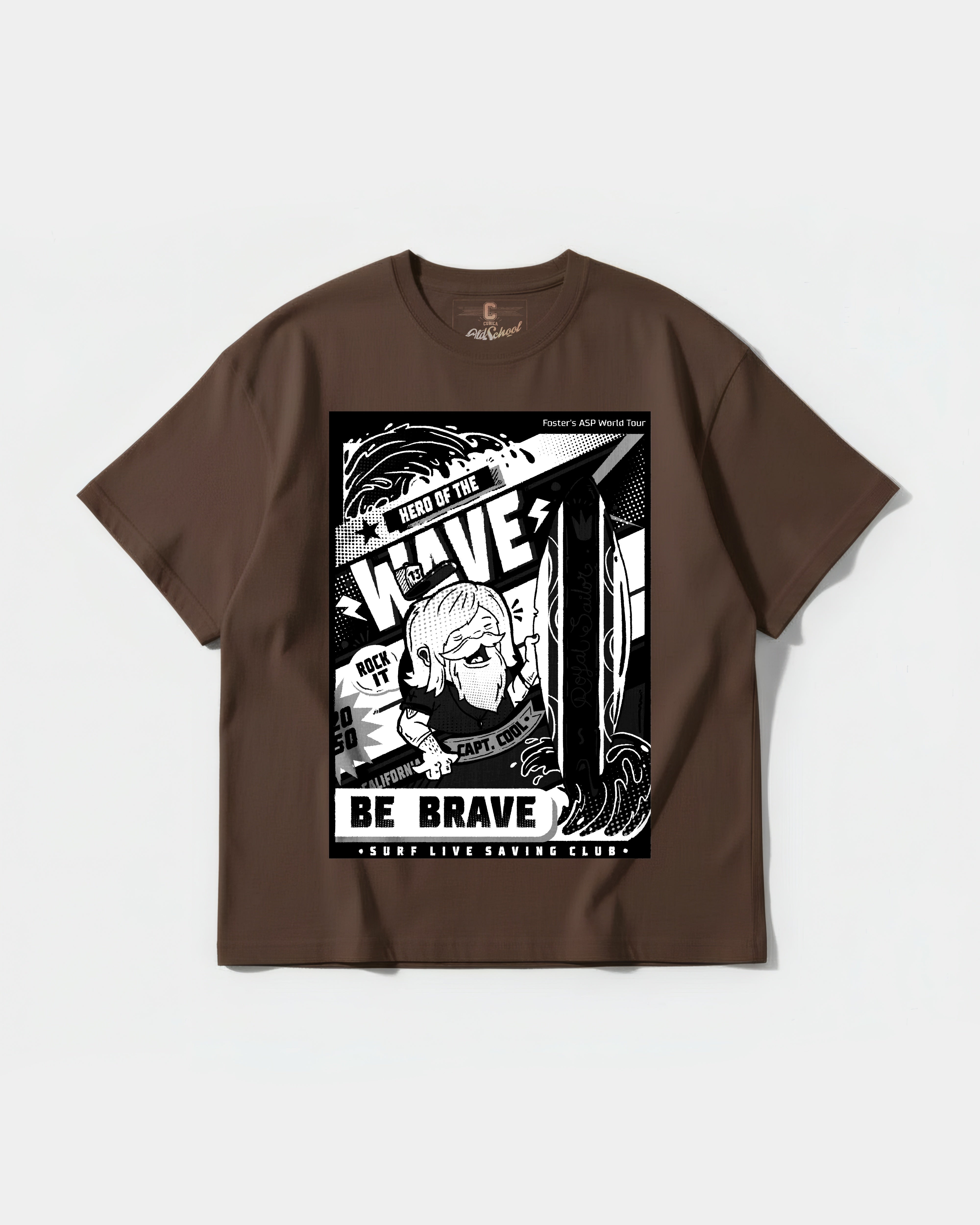 Camiseta Hero Of The Wave Big Front Oversize Basic Marron