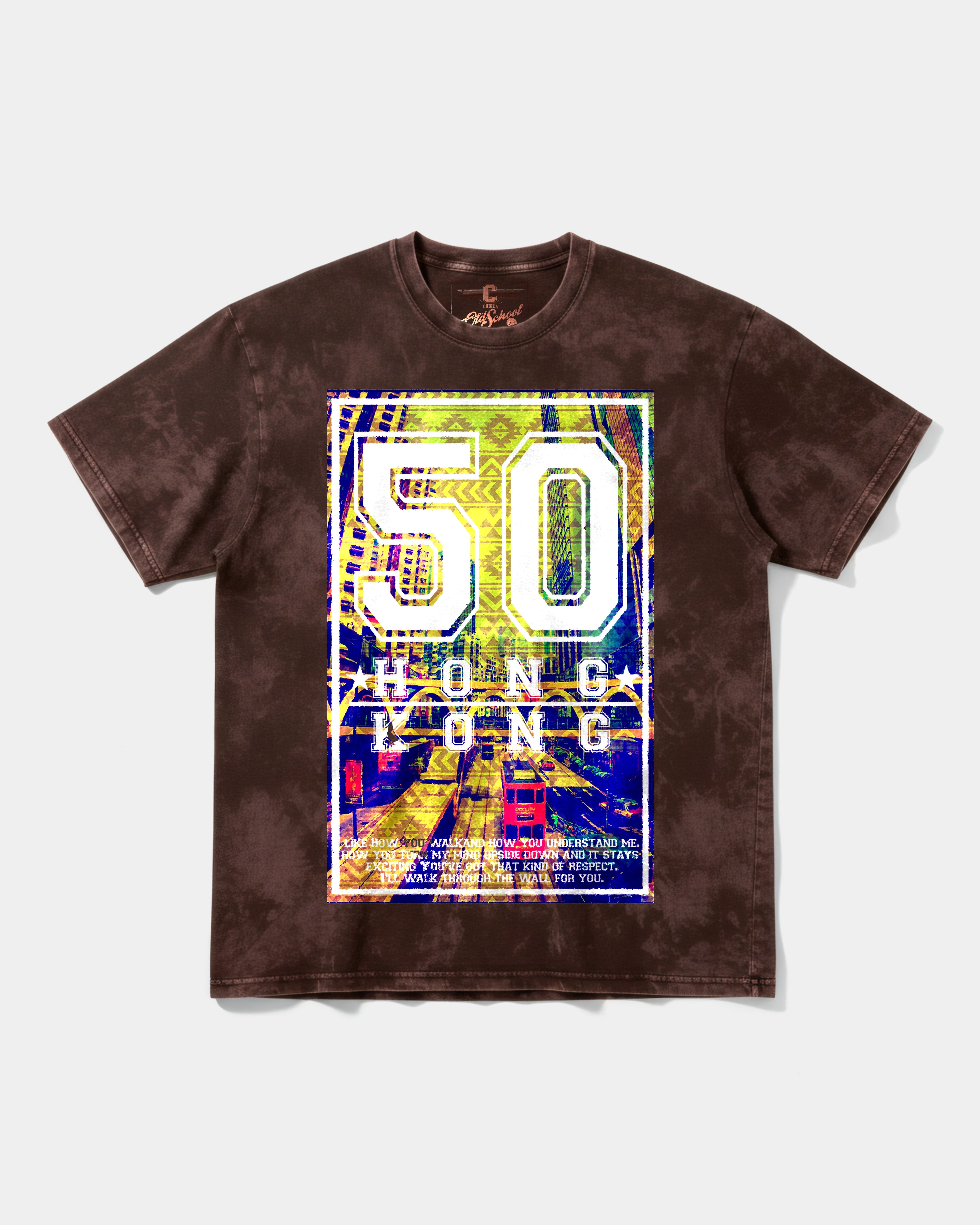 Camiseta Hong Kong Big Front Oversize Acid Marron