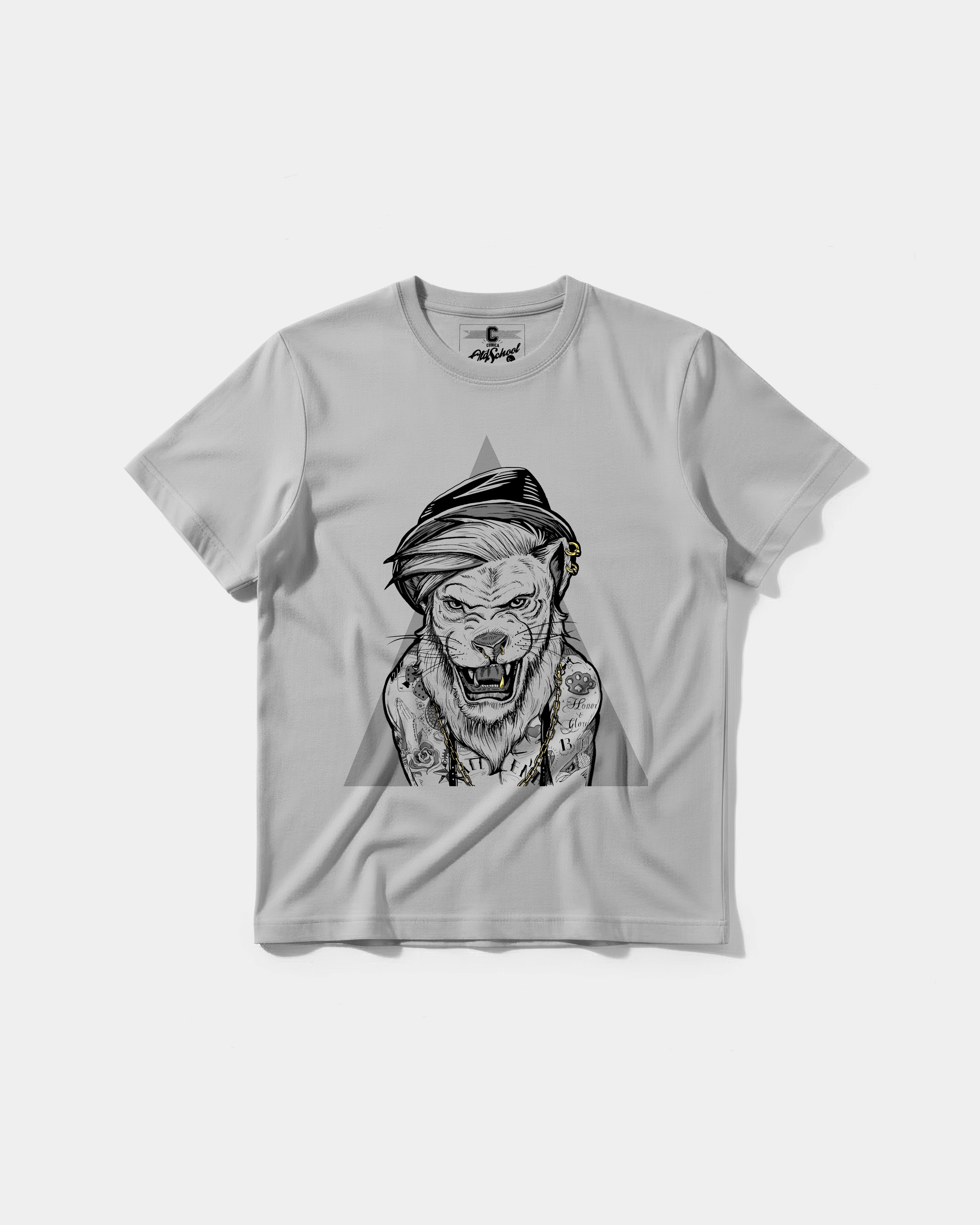 Camiseta Human Lion Big Front Regular Basic Gris