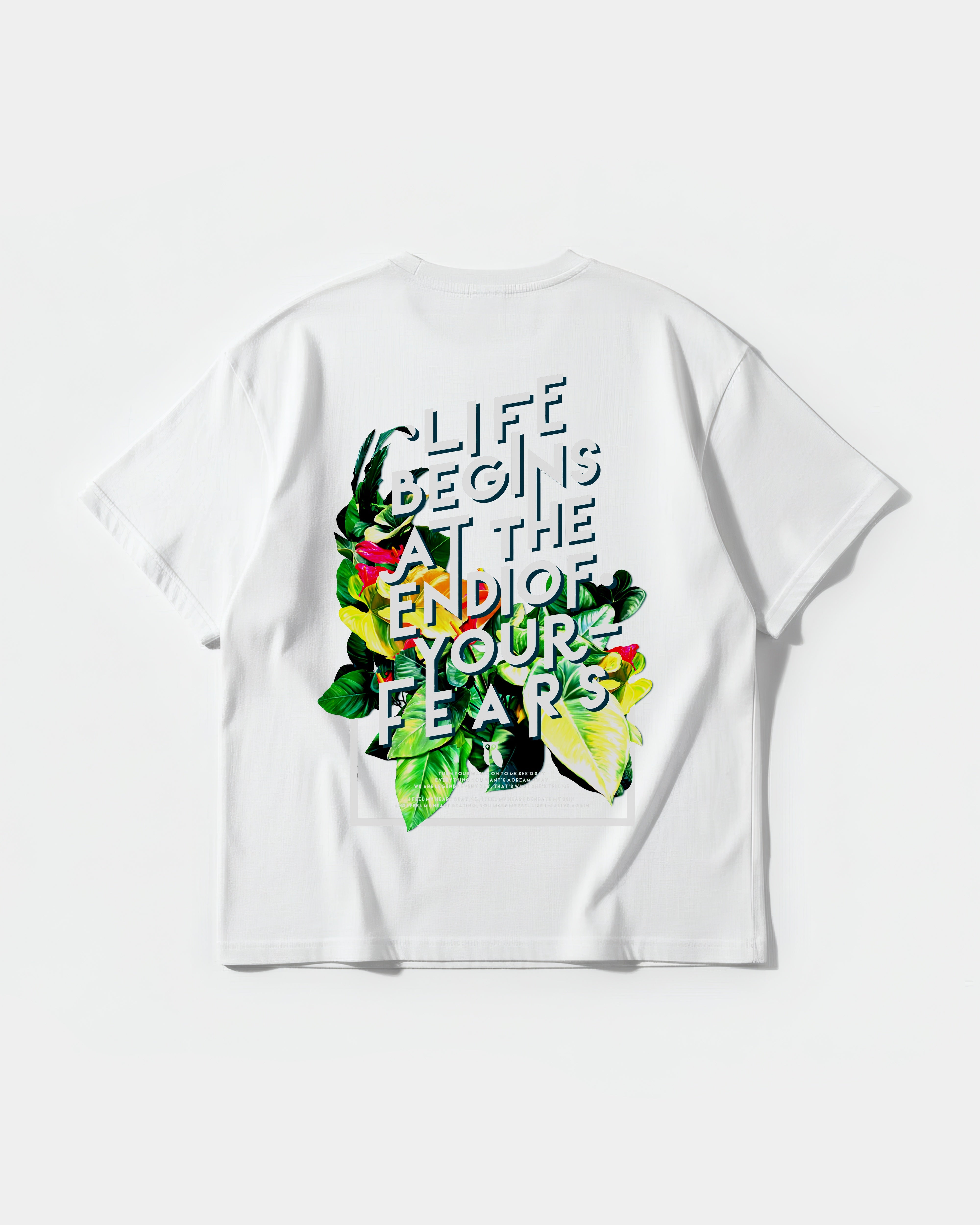 Camiseta Life Begins Big Back Oversize Basic Blanco