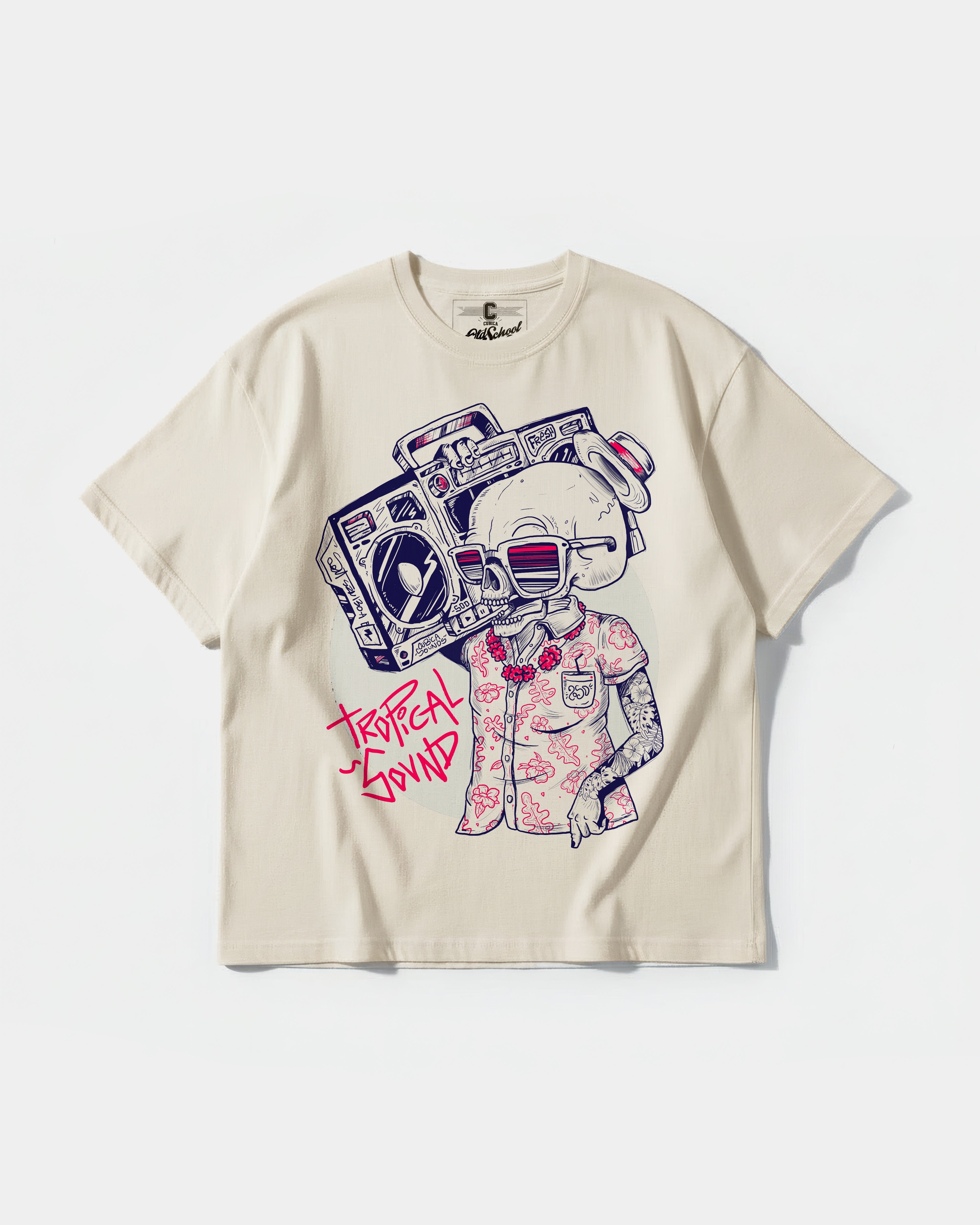 Camiseta Tropical Sound Big Front Oversize Basic Beige
