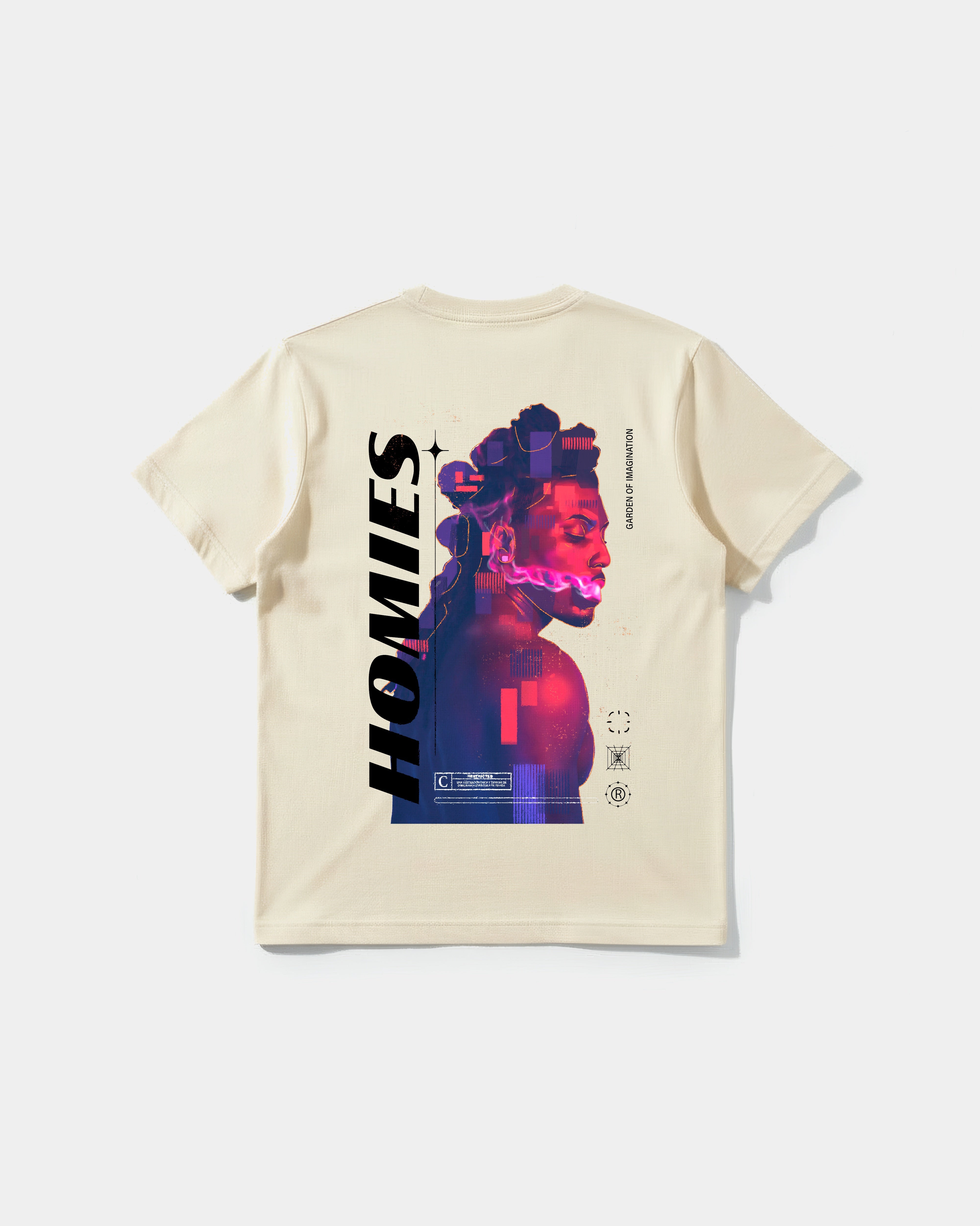 Camiseta Homies White Big Back Regular Basic Beige