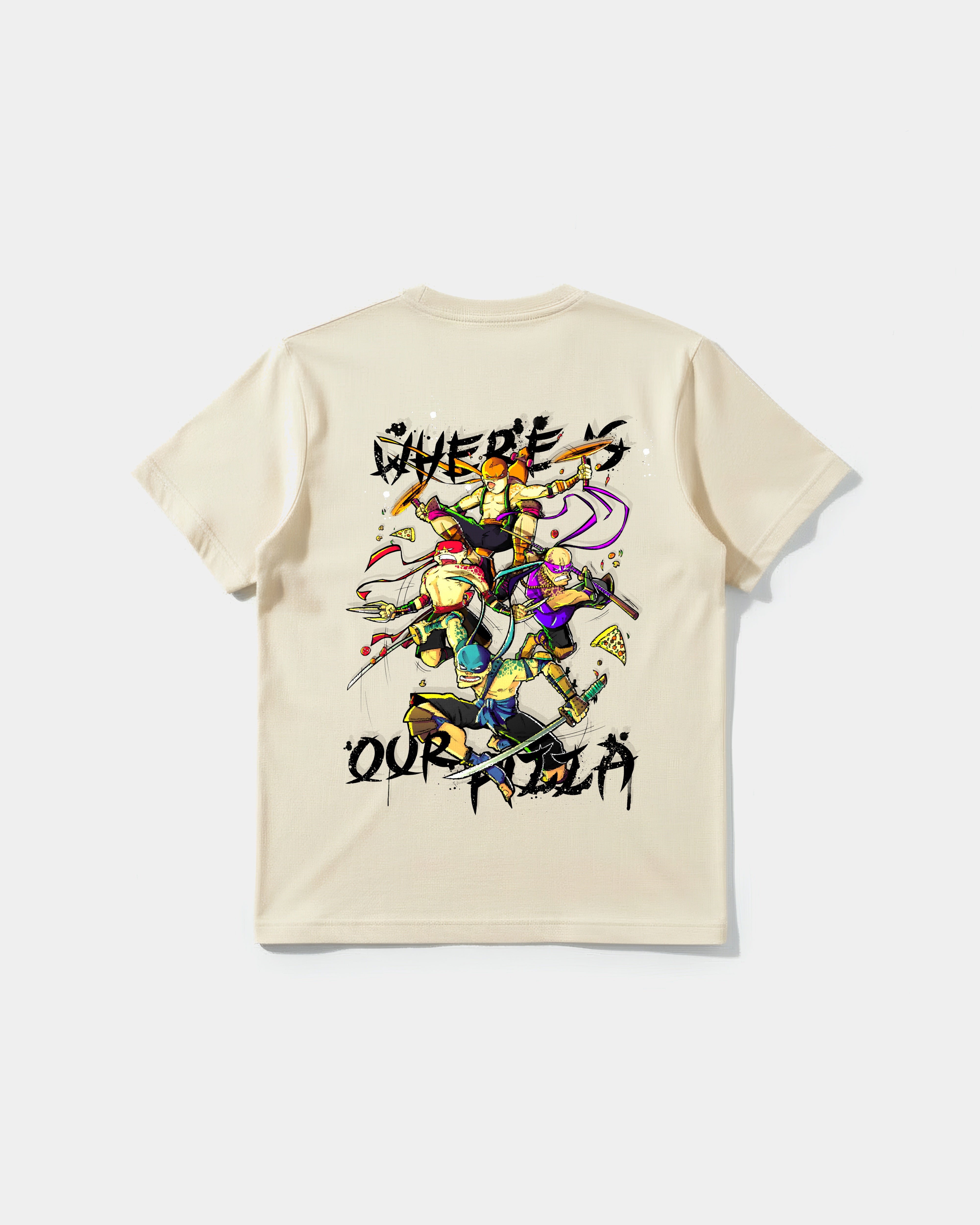 Camiseta Where Our Pizza Big Back Regular Basic Beige